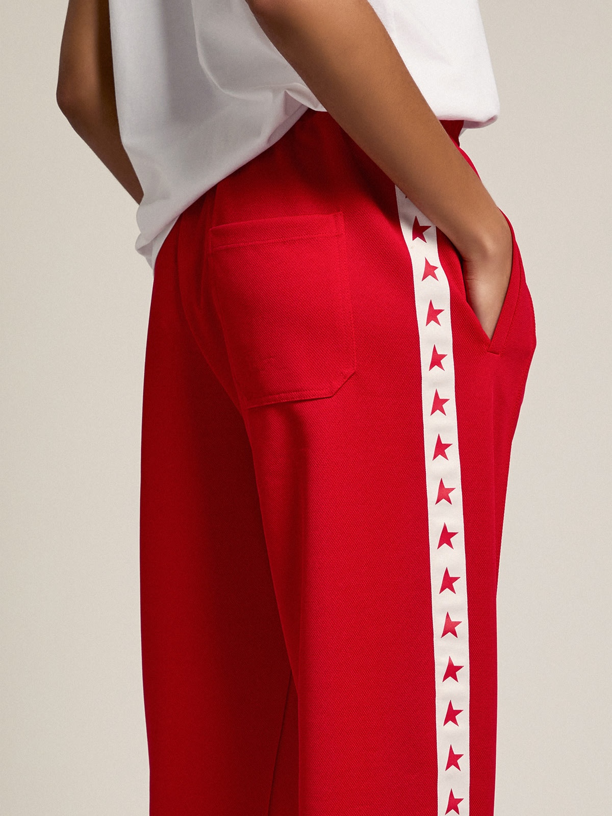 Women's red joggers with stars on the sides - 4