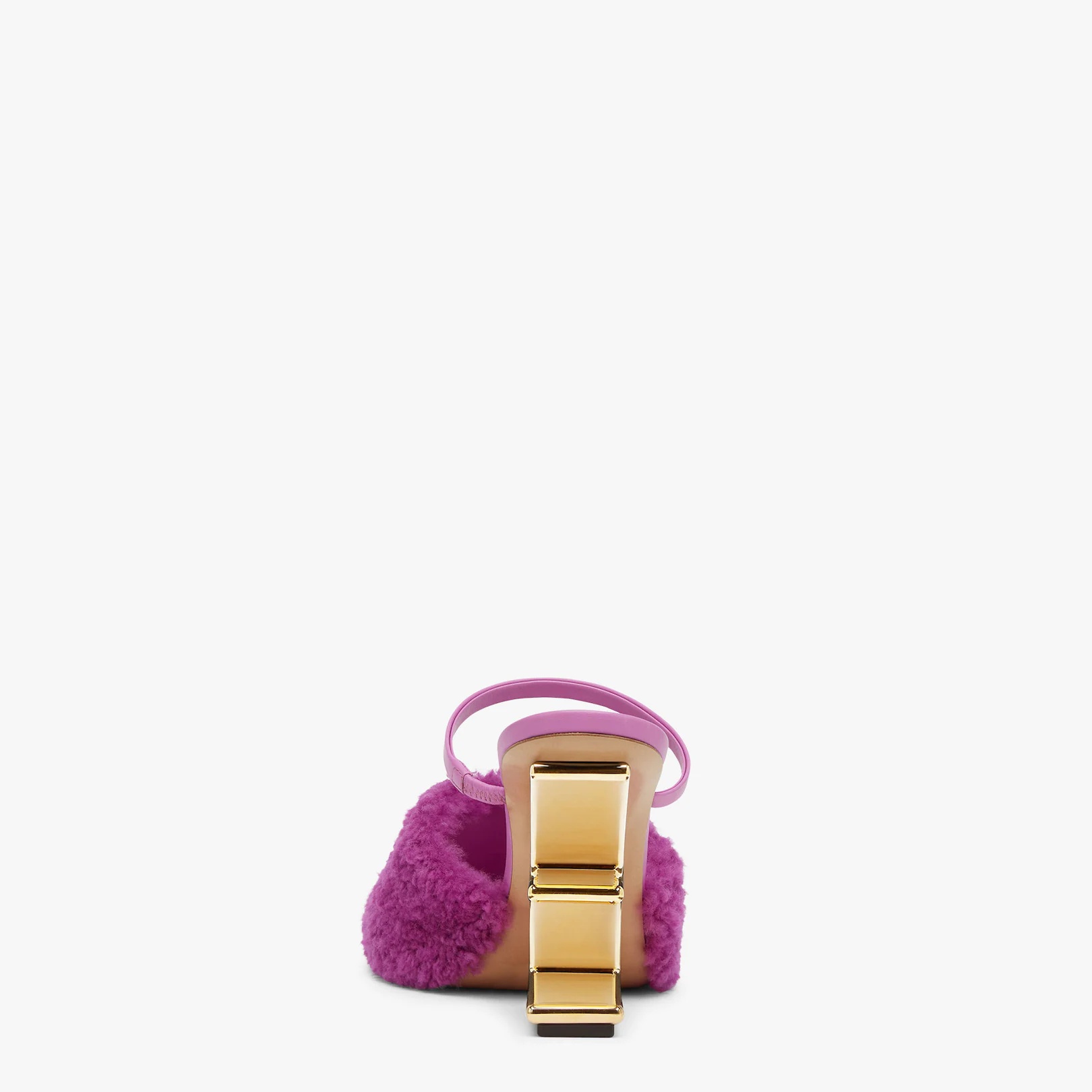Purple sheepskin high-heeled sandals - 3