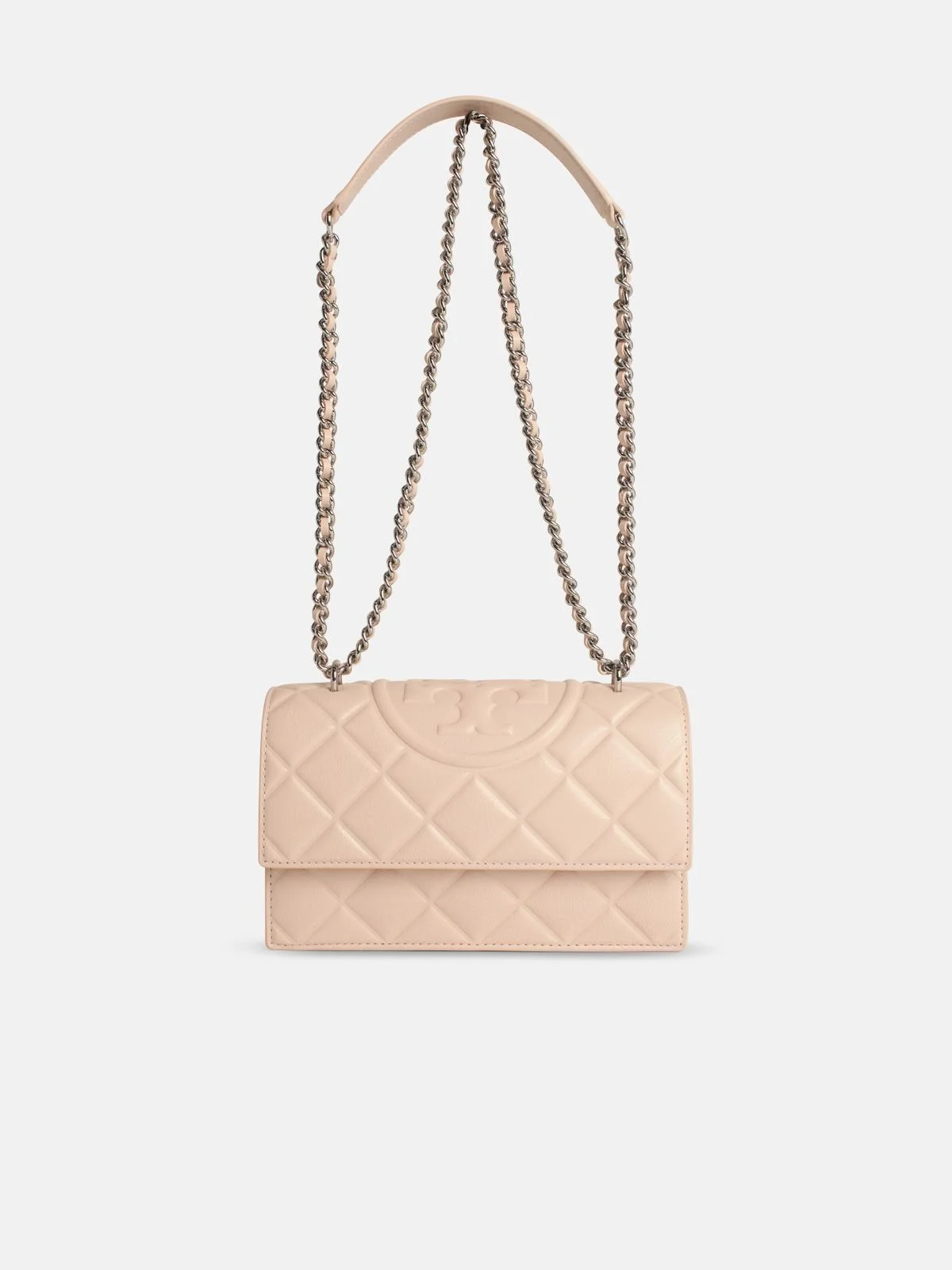 'FLEMING' SMALL PINK LEATHER CROSSBODY BAG - 1