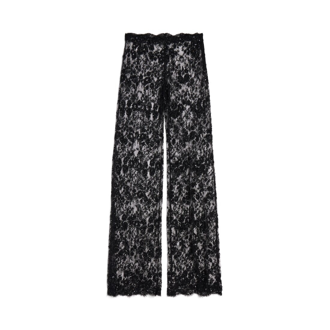 Women's Embroidered Lace Pants in Black - 1