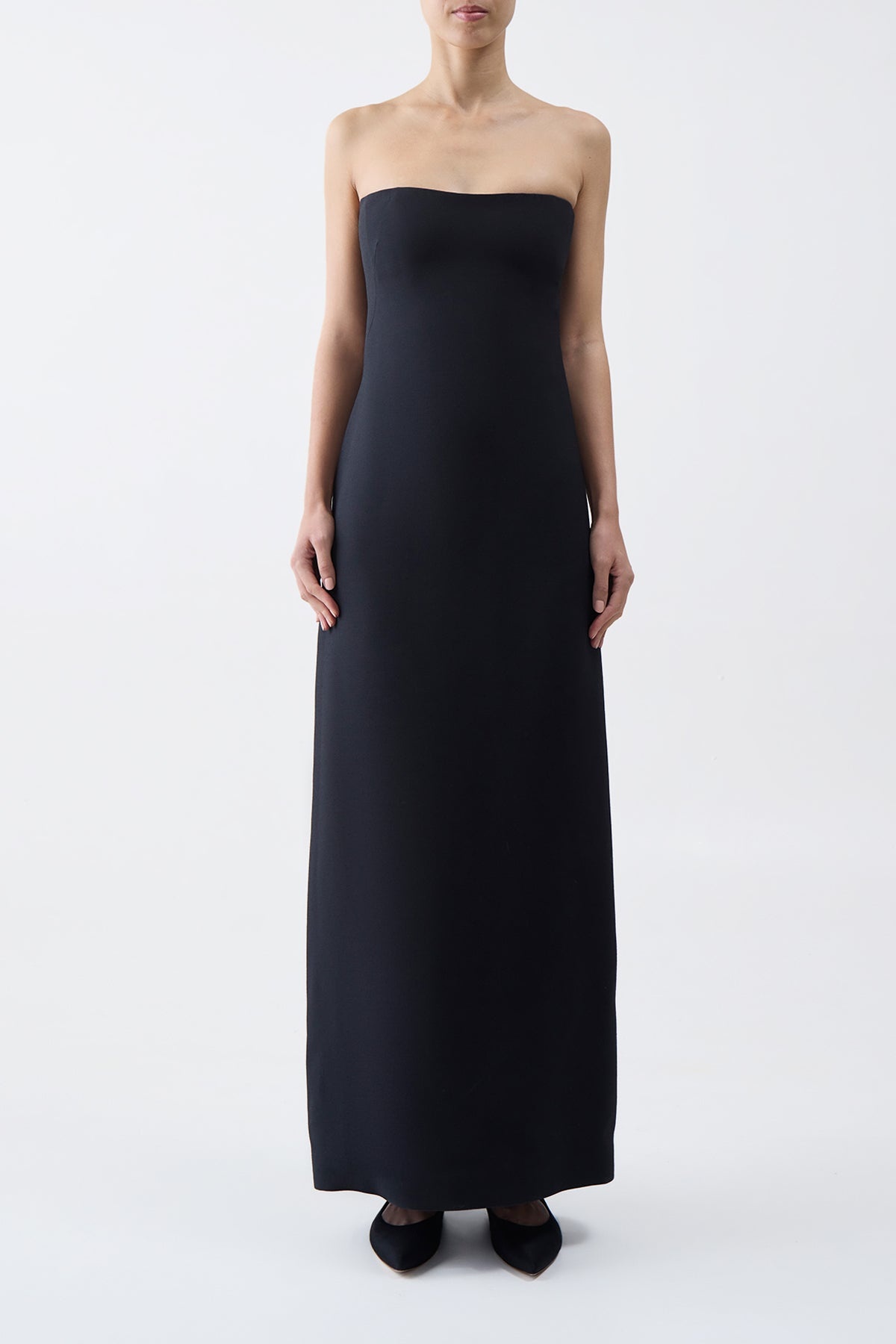 Opus Dress in Black Wool Silk Cady - 3