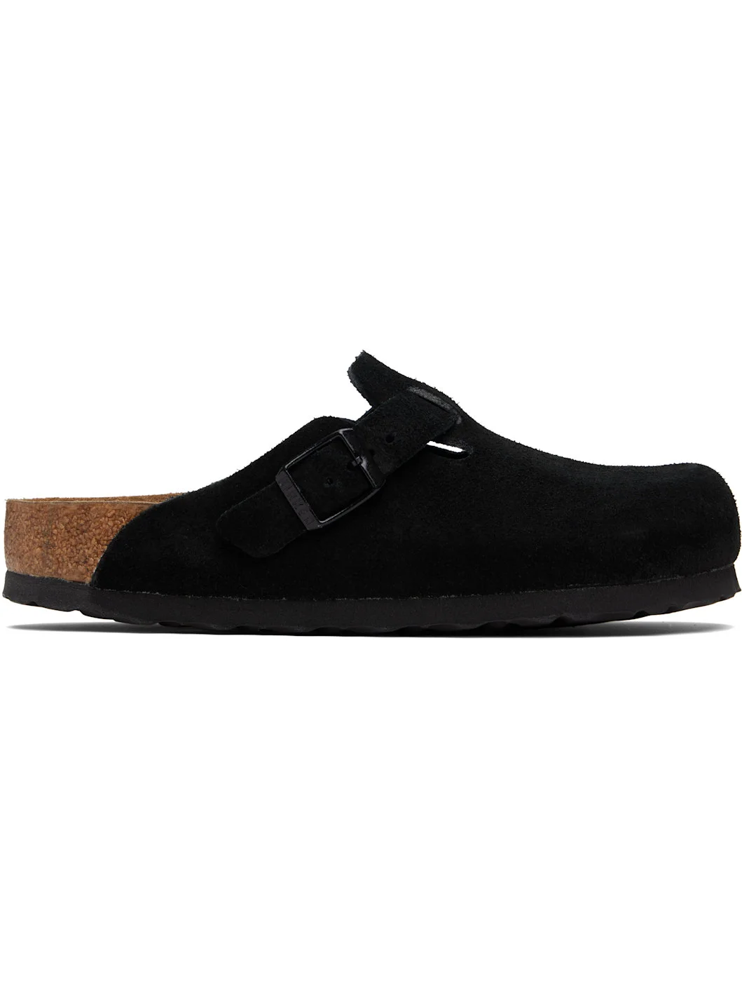 Black Regular Boston Soft Footbed Suede Leather Loafers - 1