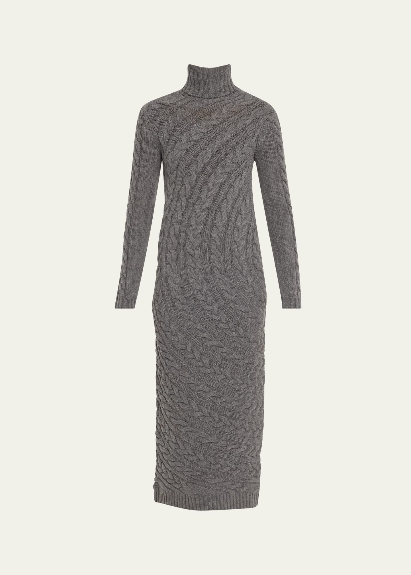 Arte Turtleneck Cable-Knit Maxi Sweater Dress - 1