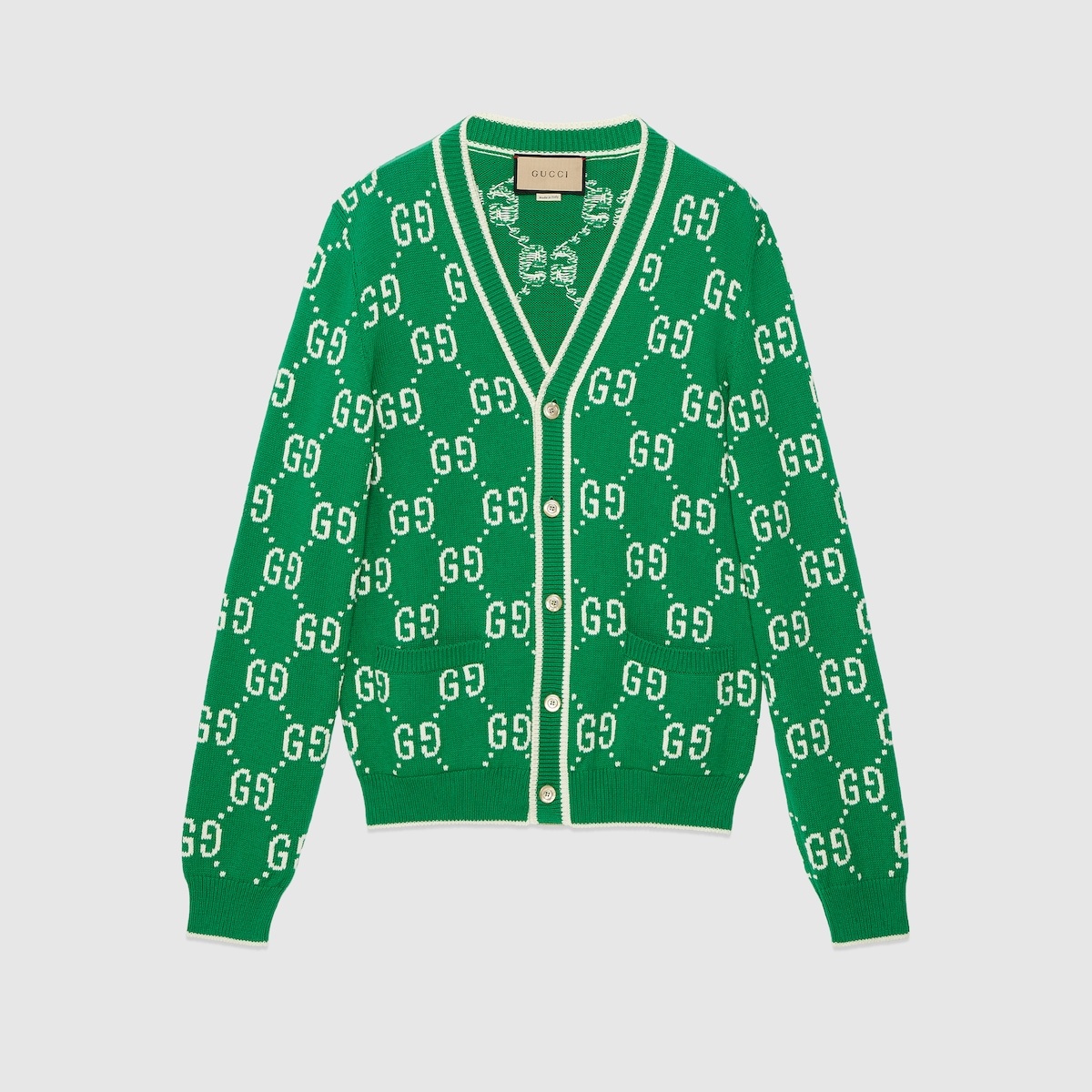 GG cotton intarsia cardigan - 1