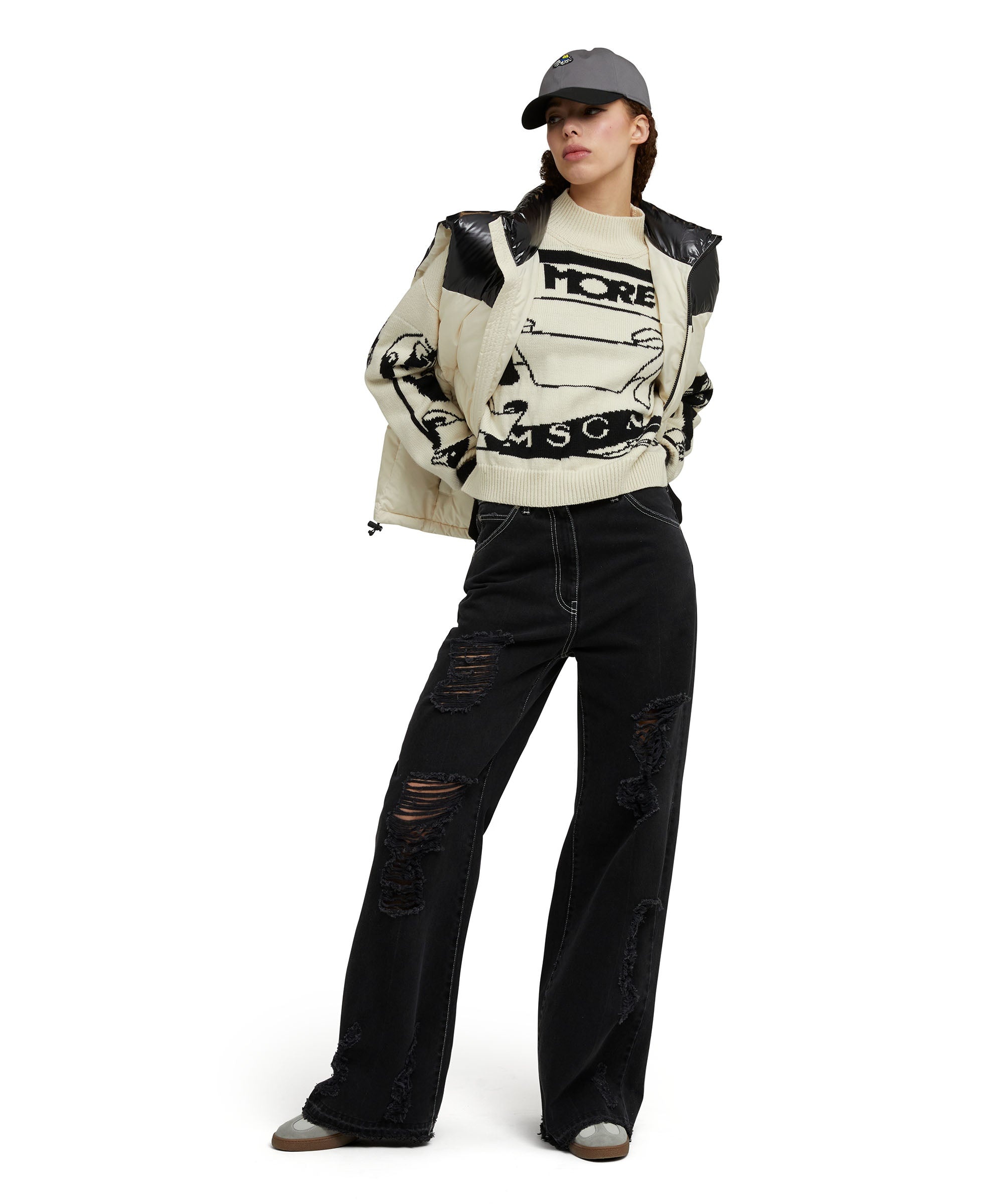 "Ripstop Nylon  &amp; Shiny Nylon" down vest - 5