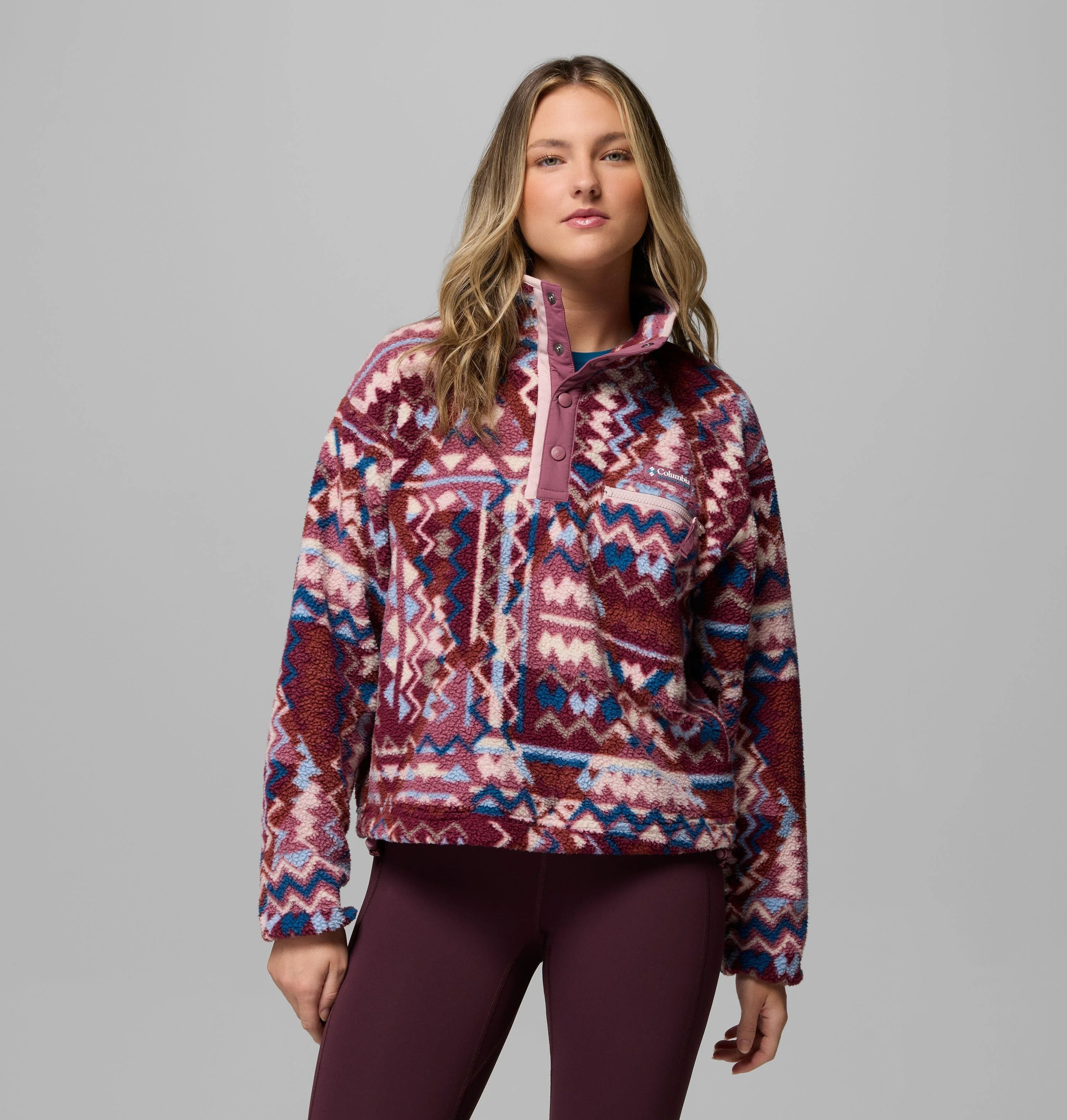Women's Helvetia II Printed Cropped Half Snap Fleece Pullover - 1