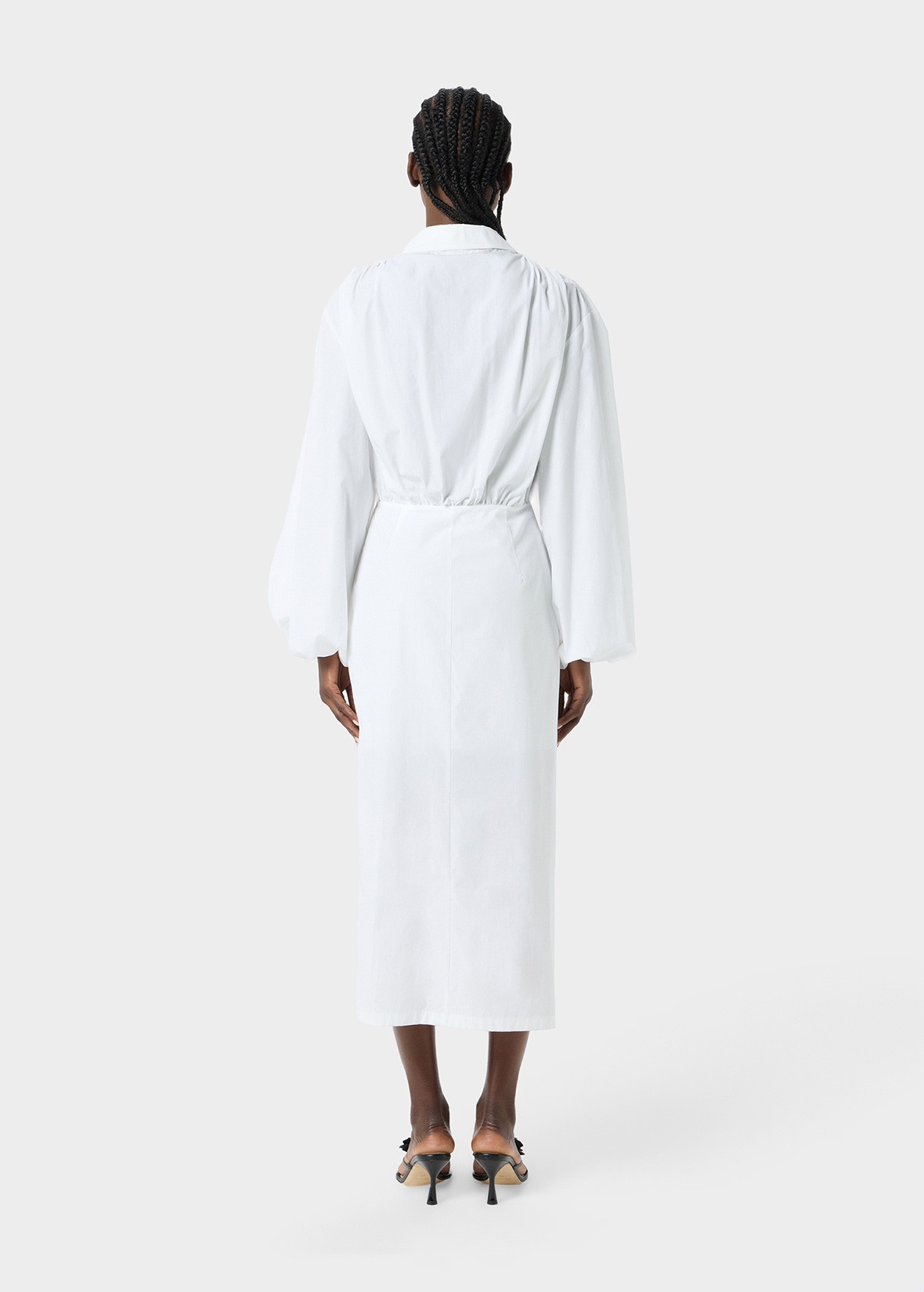 POPLIN MIDI DRESS WITH ROSE DECORATION - 4