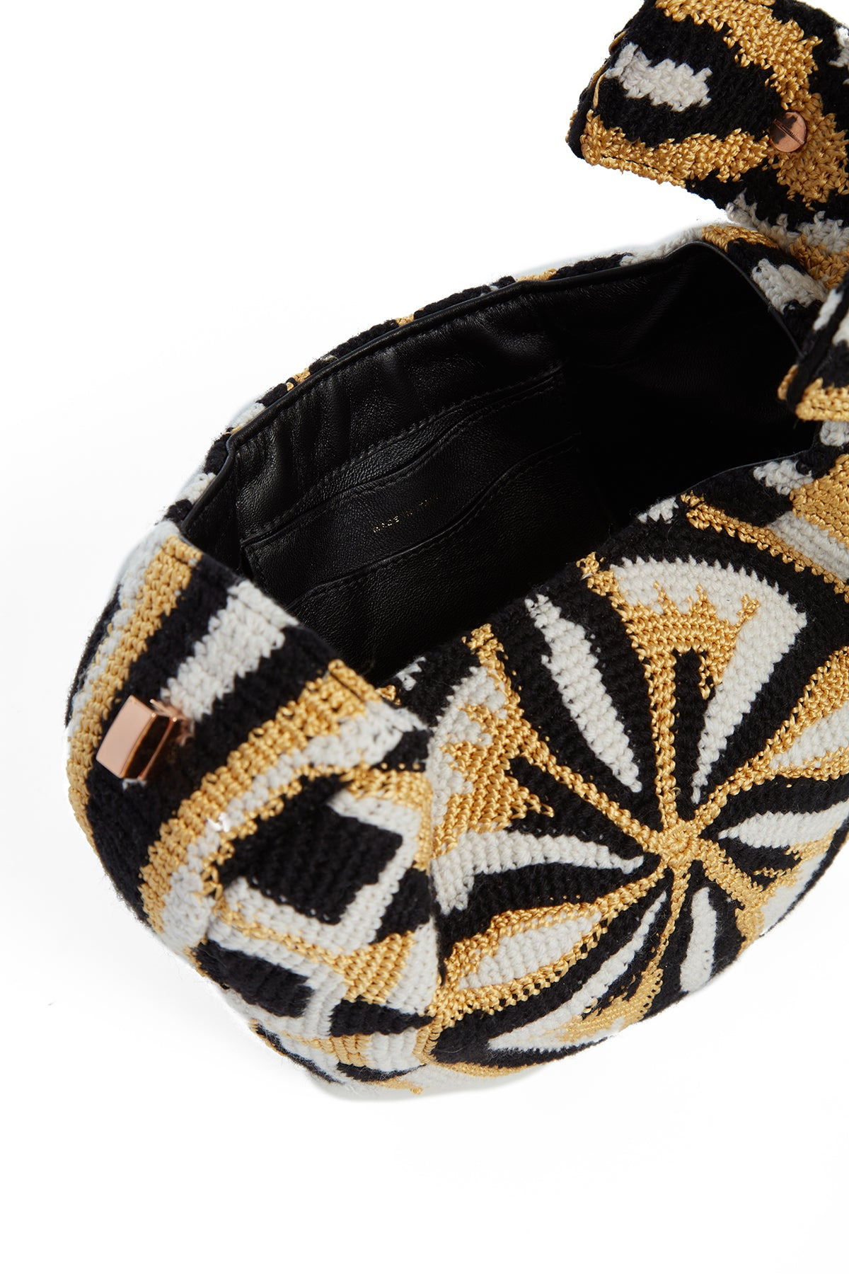 Demi Bag in Gold, Black & Ivory Crochet - 4