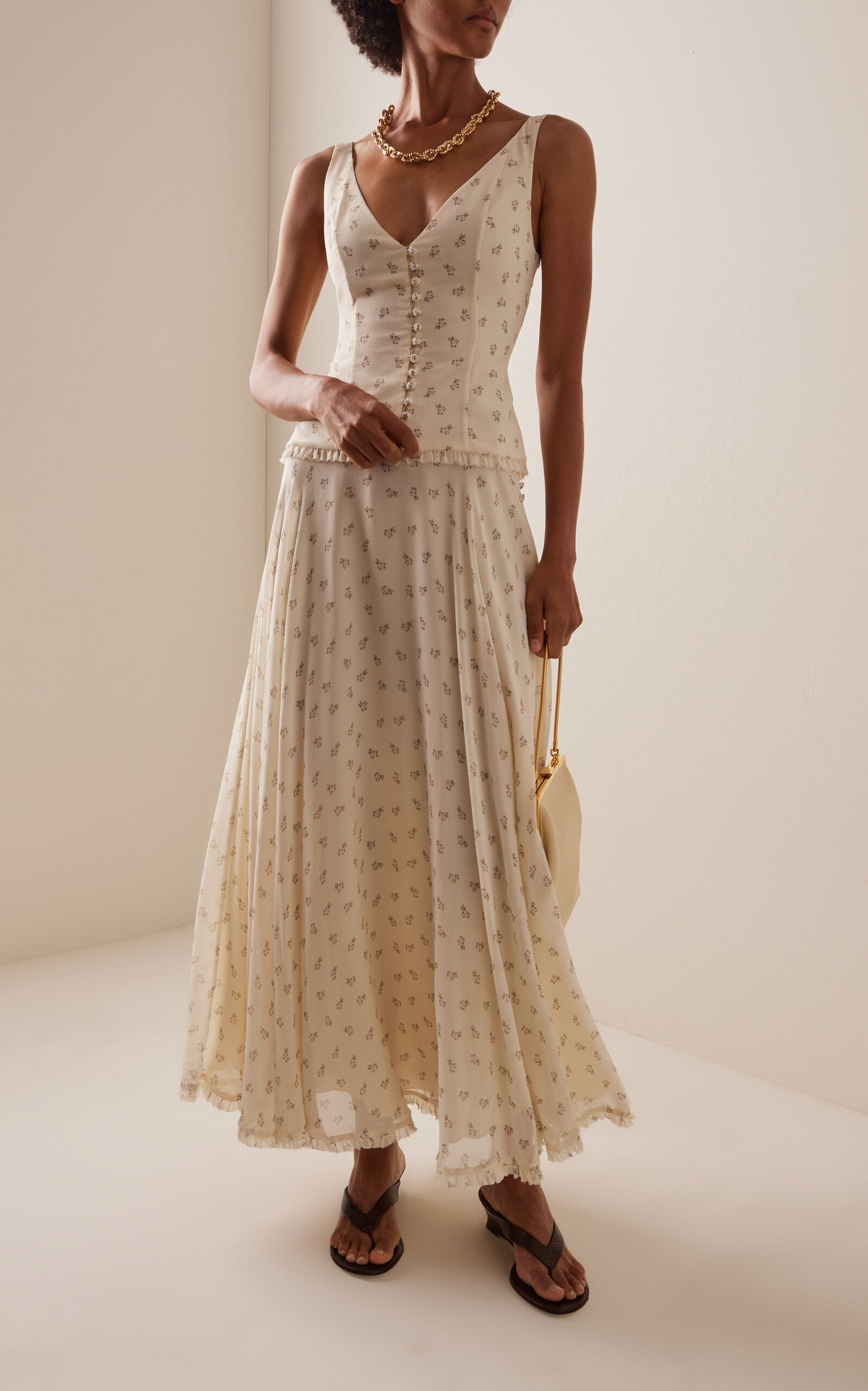 Floral-Print Silk Maxi Skirt floral - 2
