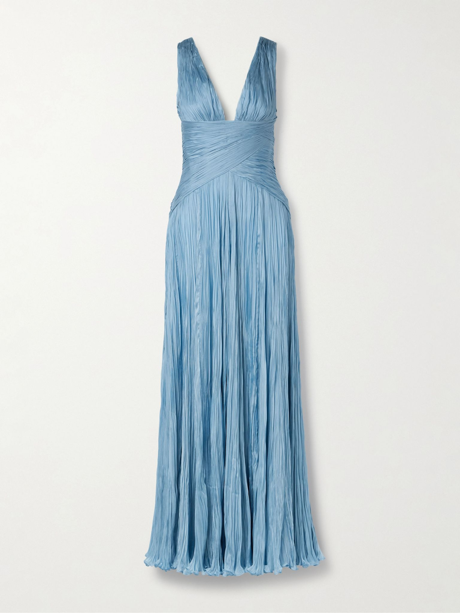 Gathered plissé-silk gown Blue - 1