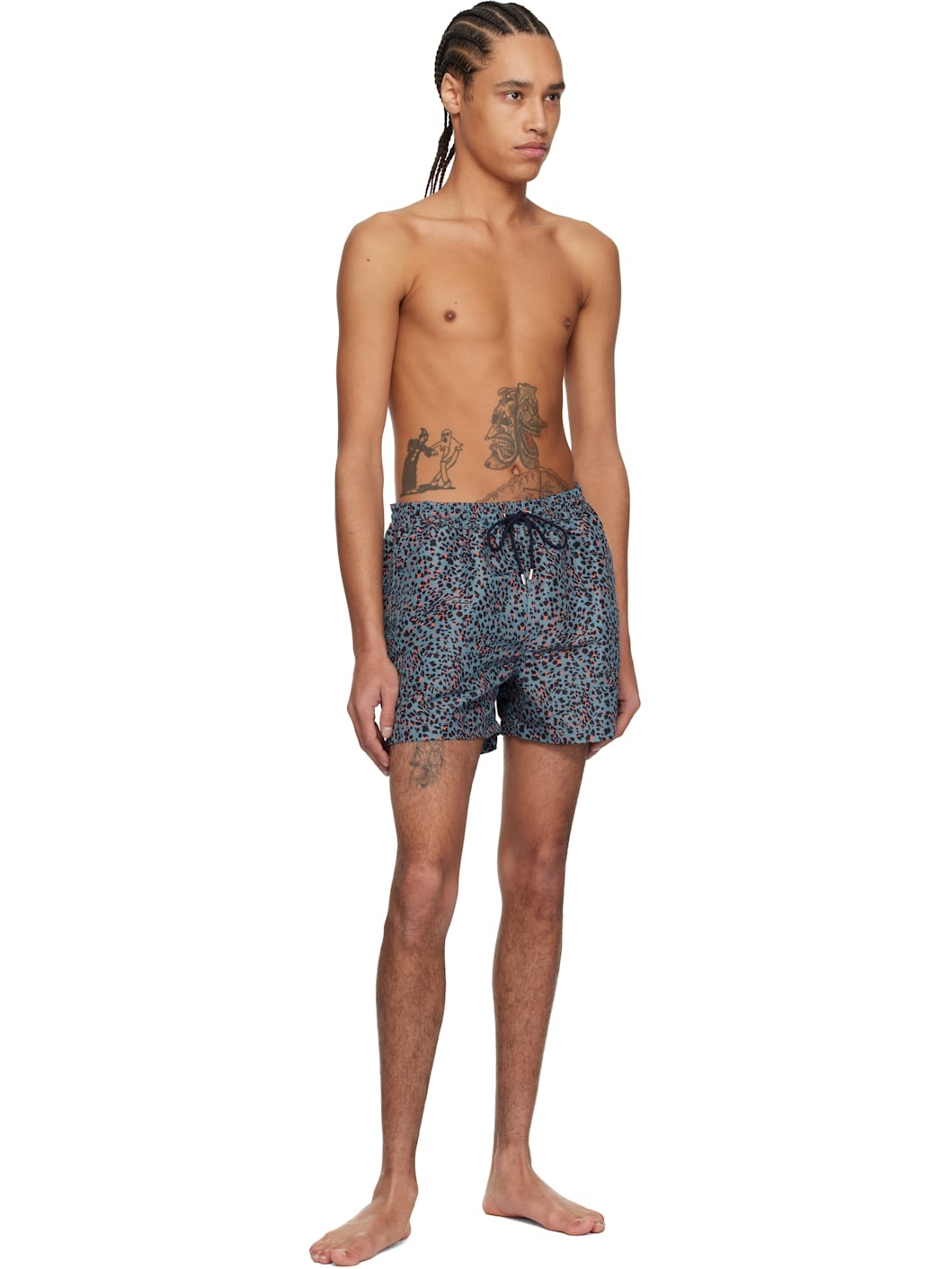Blue Leopard Print Swim Shorts - 4