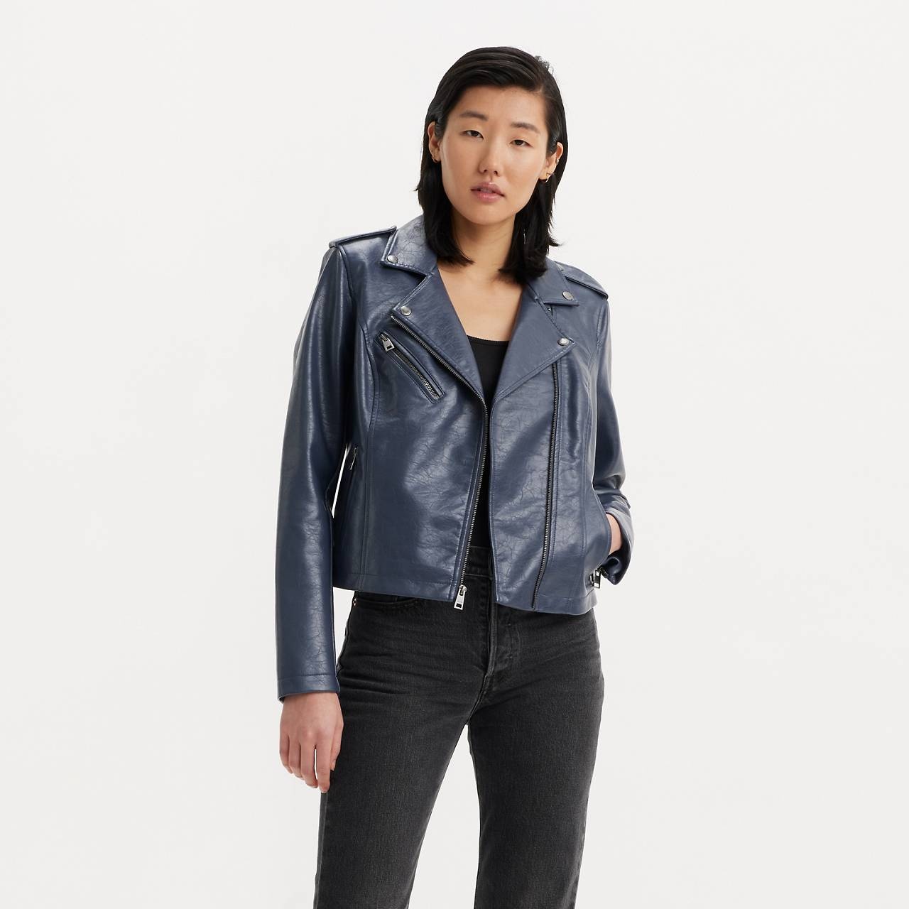 FAUX LEATHER MOTO JACKET - 1