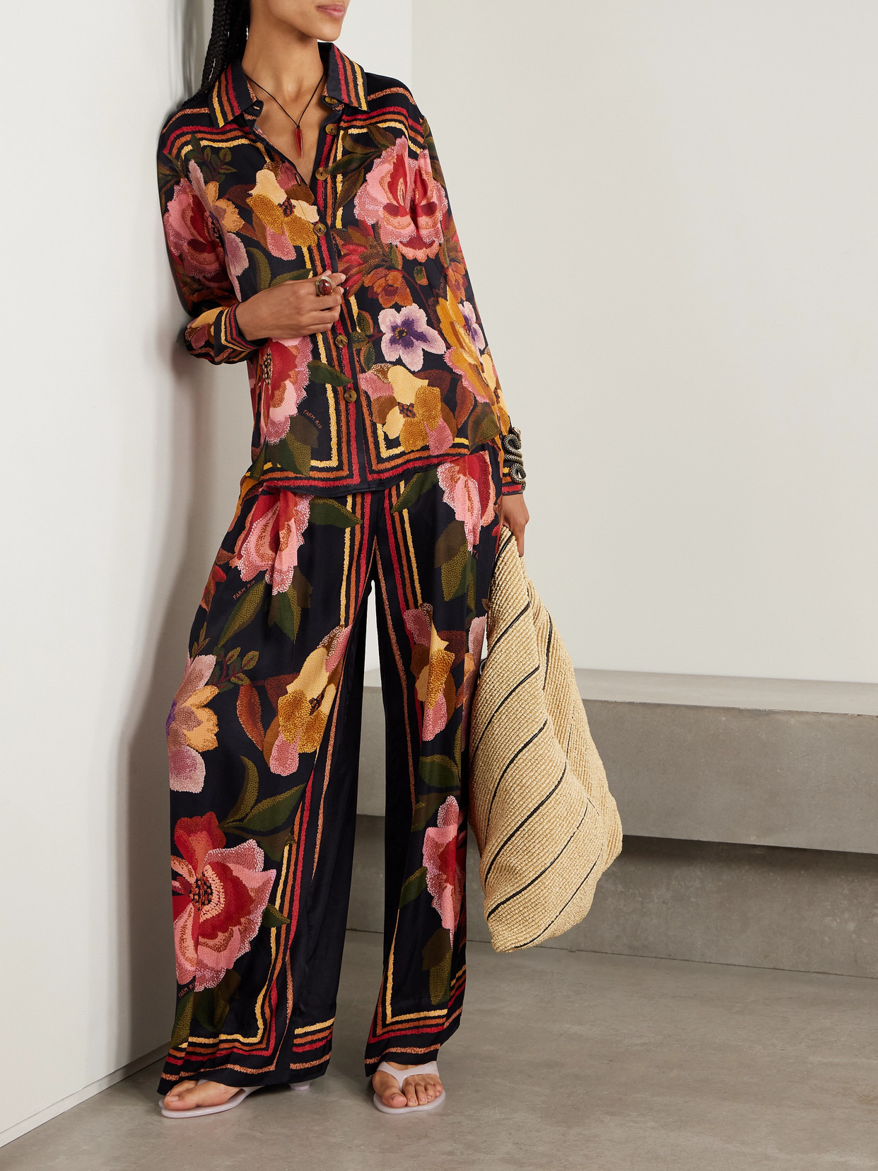 Floral-print Satin Shirt - 2