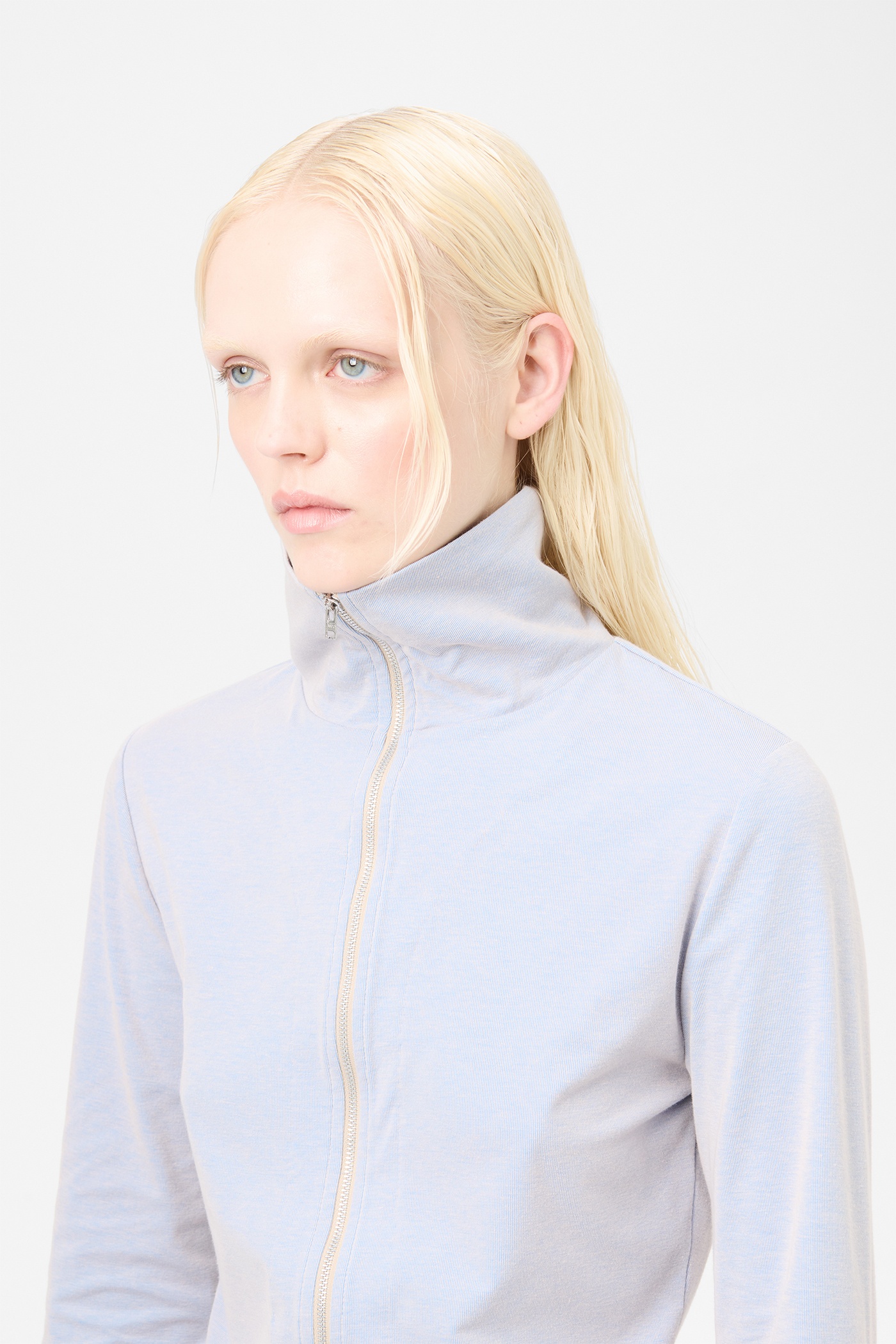 Slim Zip Longsleeve Solaro Blue Micro Rib - 4