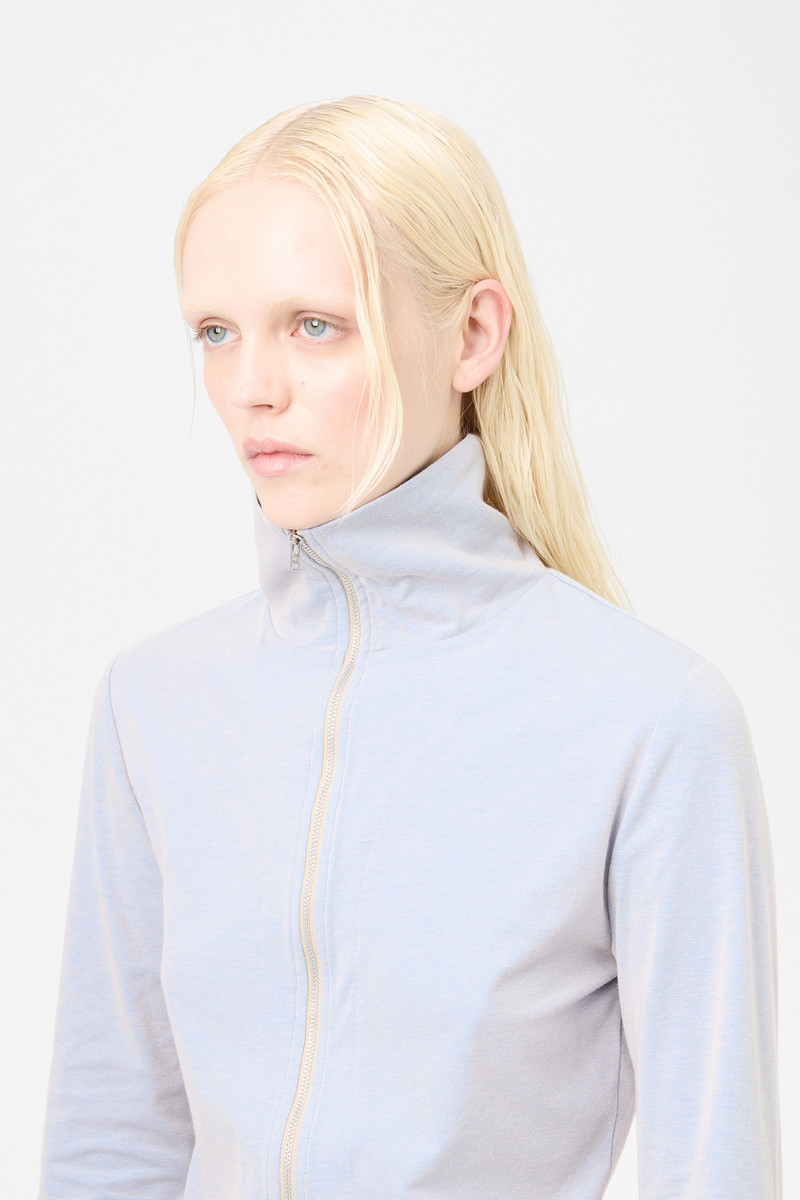 Slim Zip Longsleeve Solaro Blue Micro Rib 4
