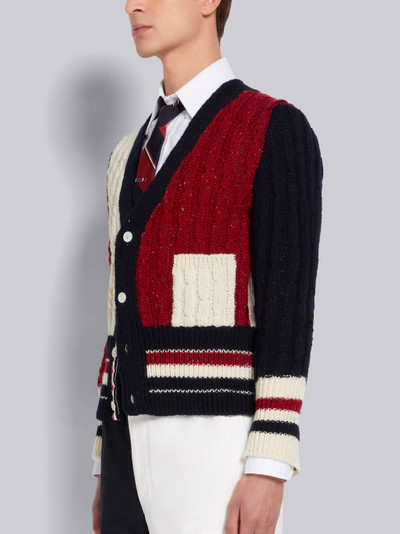 Thom Browne Multicolor Fun-Mix Mohair Tweed Stripe Cardigan outlook