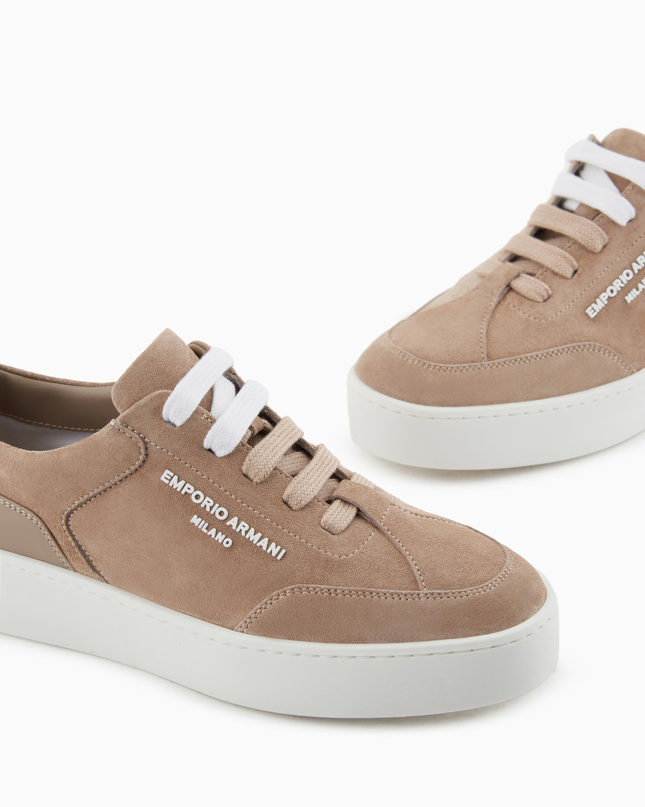 Velour leather sneakers with side logo - 5