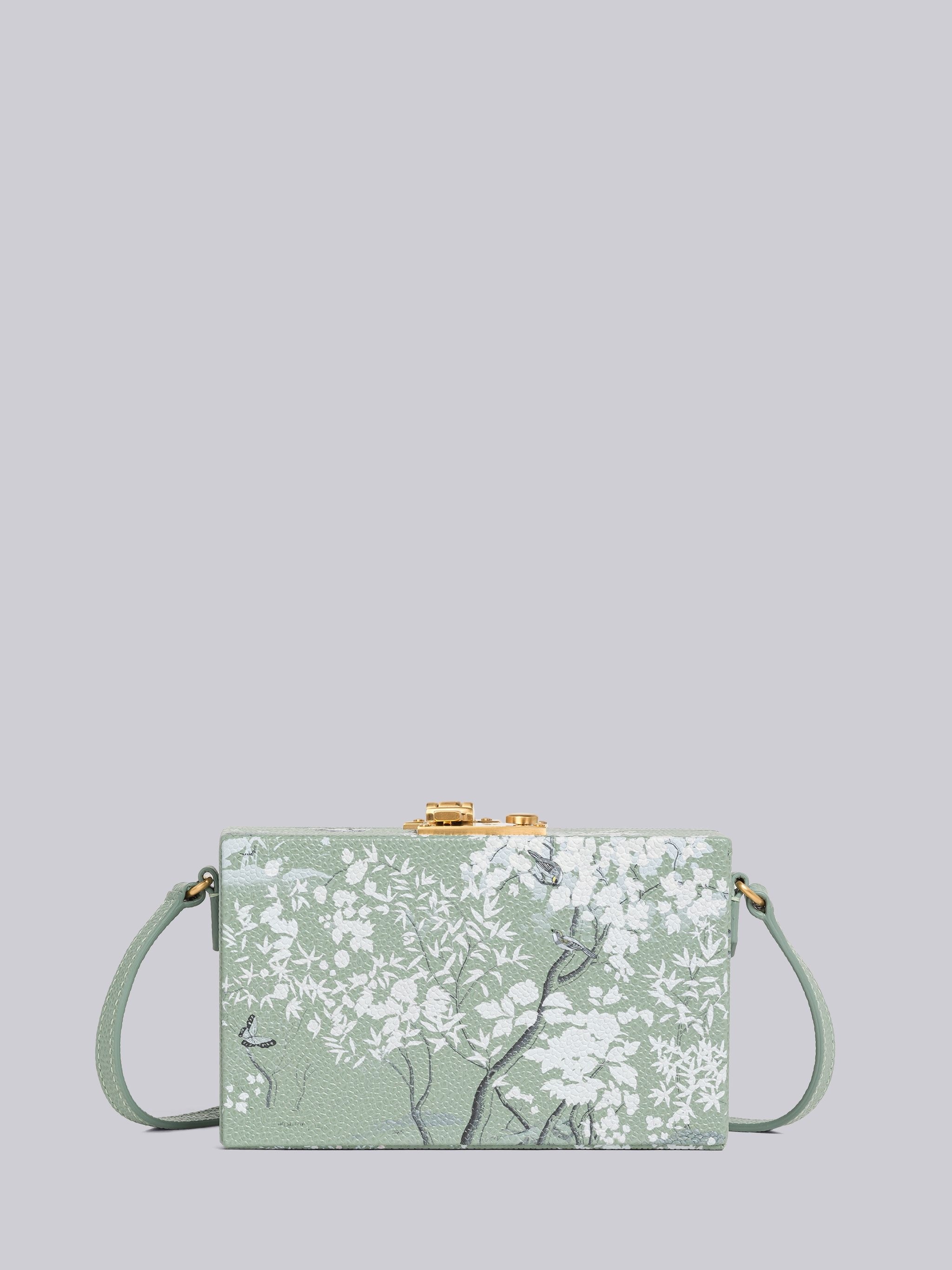 Toile Print Pebble Grain Leather Mini Trunk Clutch - 4