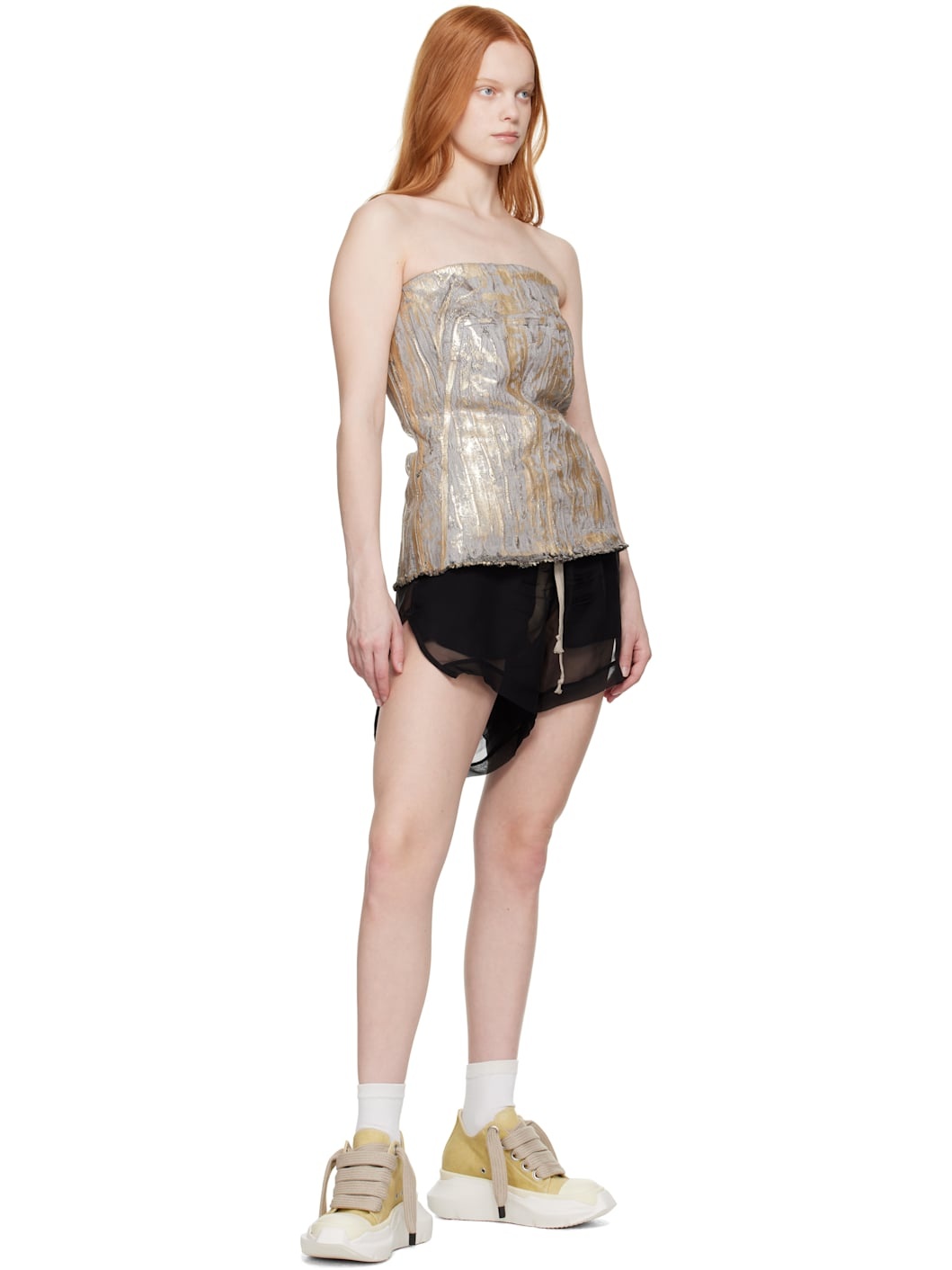 Beige Hollywood Jumbo Laces Abstract Low Sneak Sneakers - 5