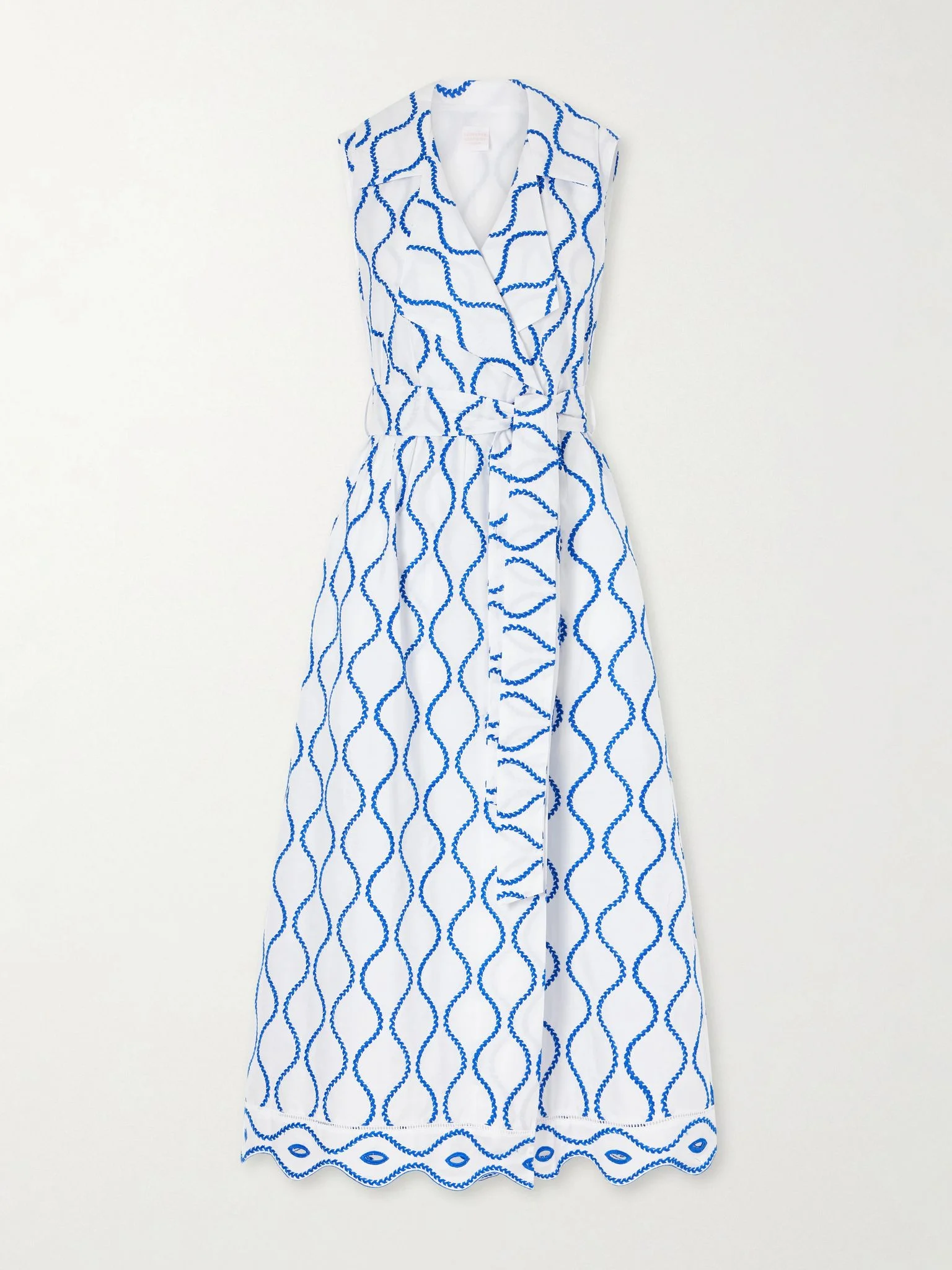 Noemie double-breasted striped cotton-poplin midi dress Blue - 1