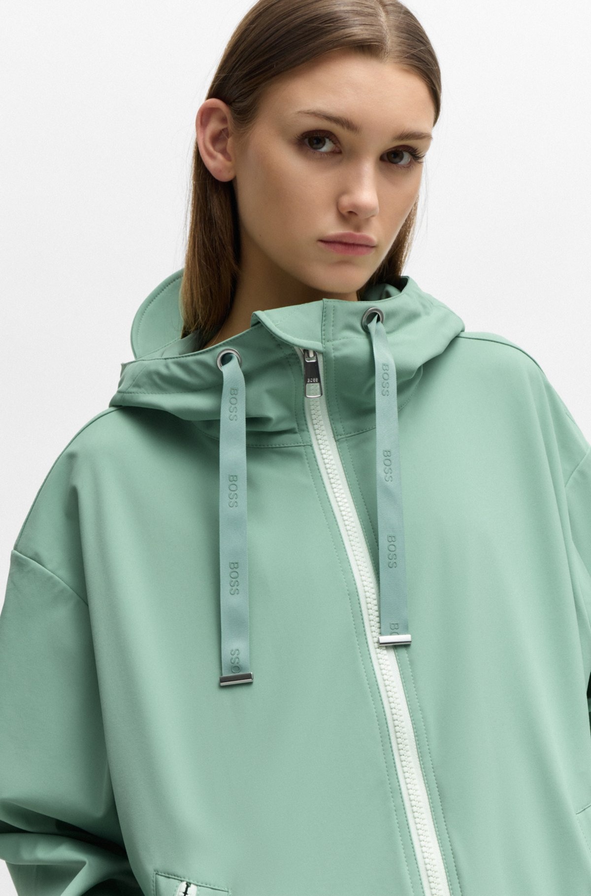 RELAXED-FIT HOODED JACKET IN WATER-REPELLENT STRETCH FABRIC - 5
