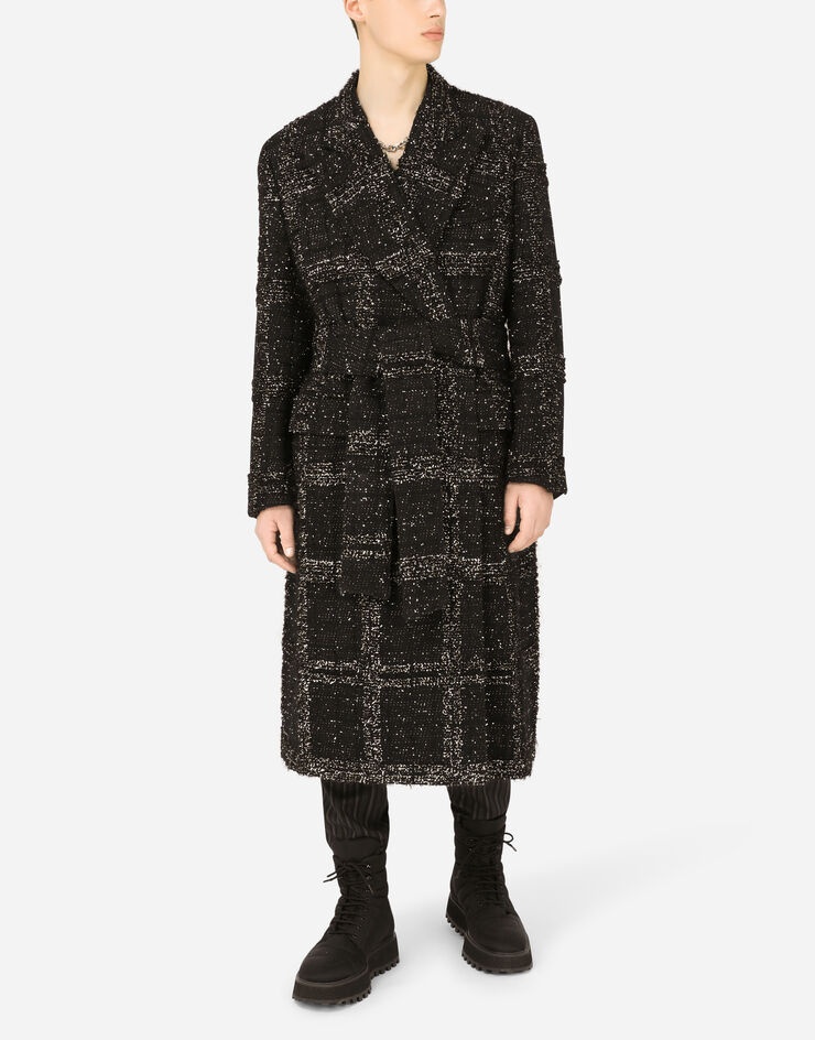 Double-breasted coat with lurex bouclé belt - 6