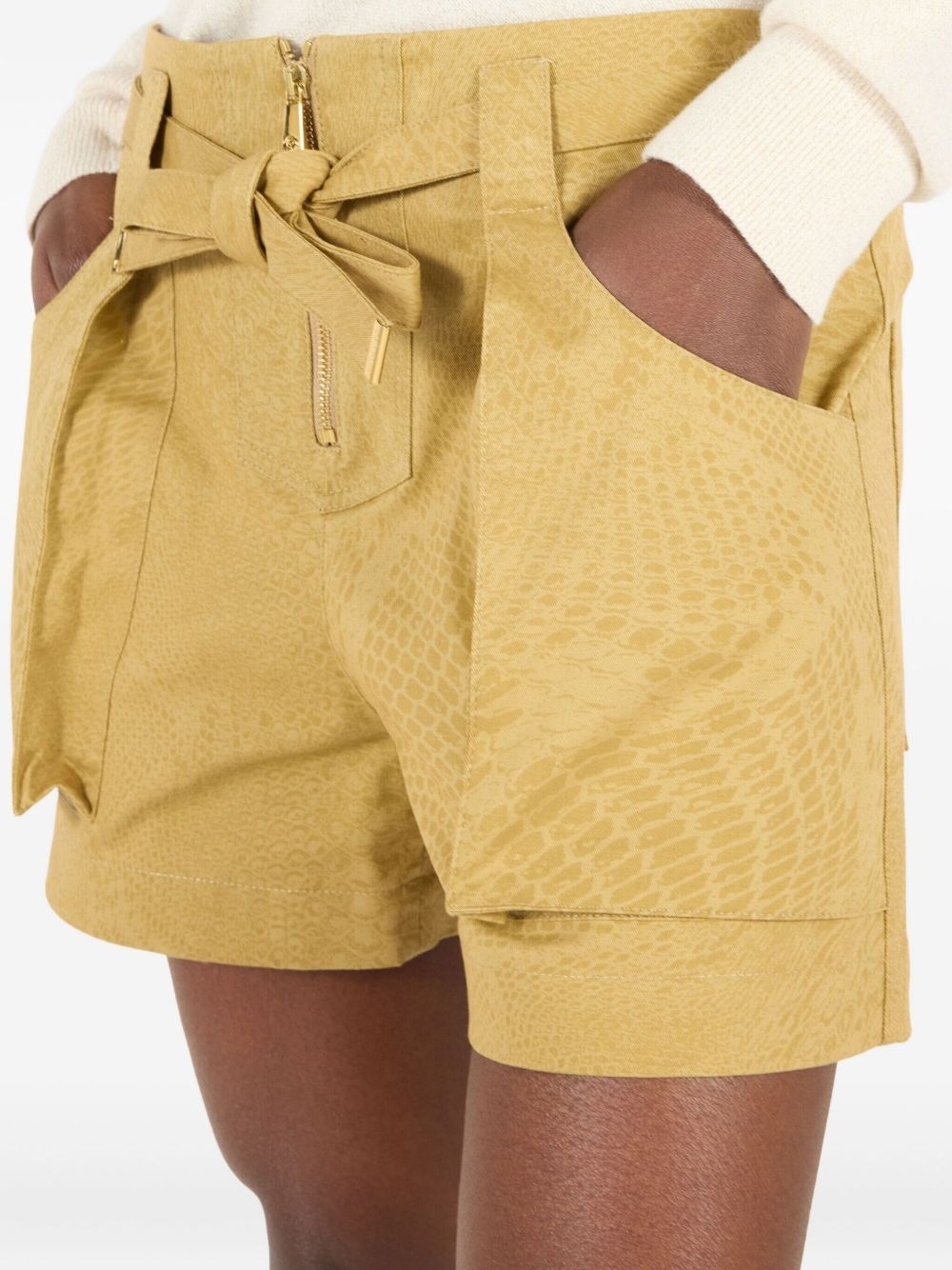 python-print belted shorts - 5