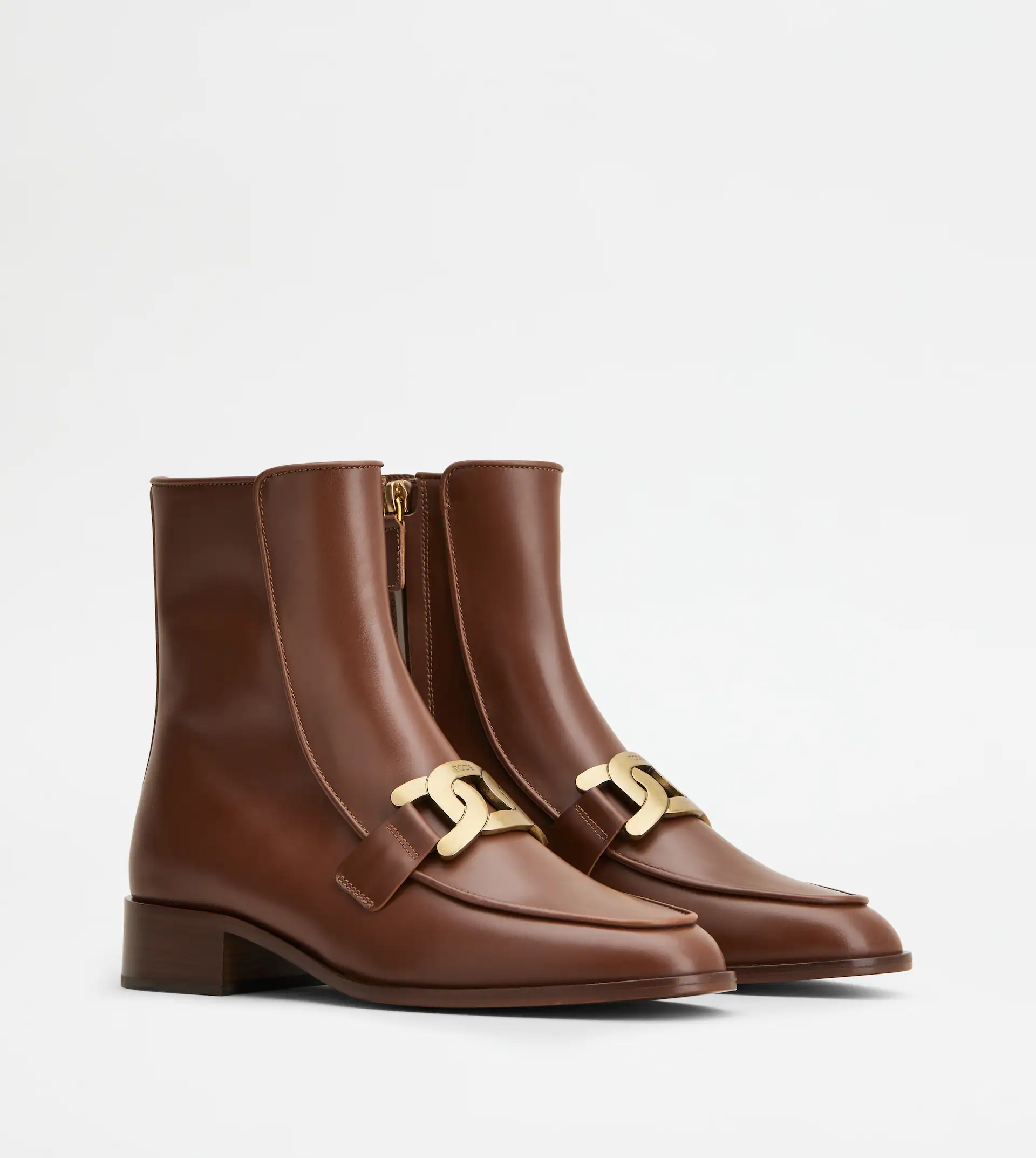 ANKLE BOOTS IN LEATHER - BROWN - 3