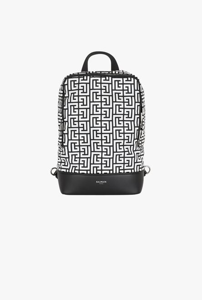 Bicolor white and black nylon City crossbody backpack 1