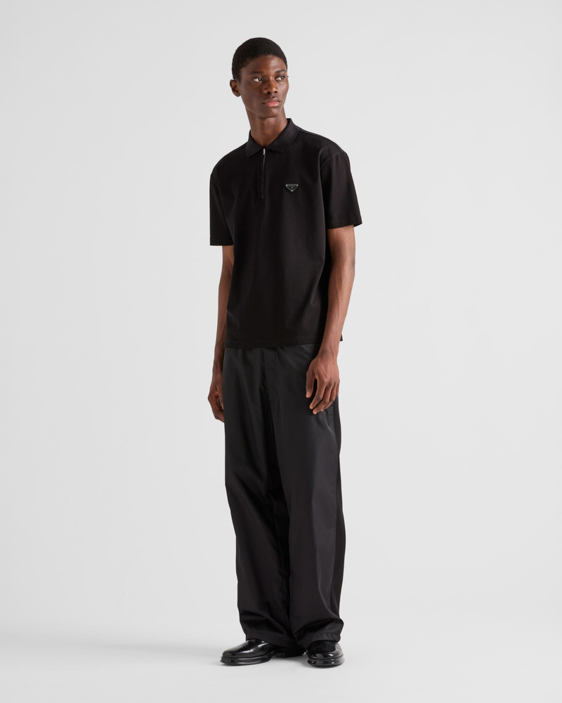 Prada Piqué polo shirt with Re-Nylon details outlook