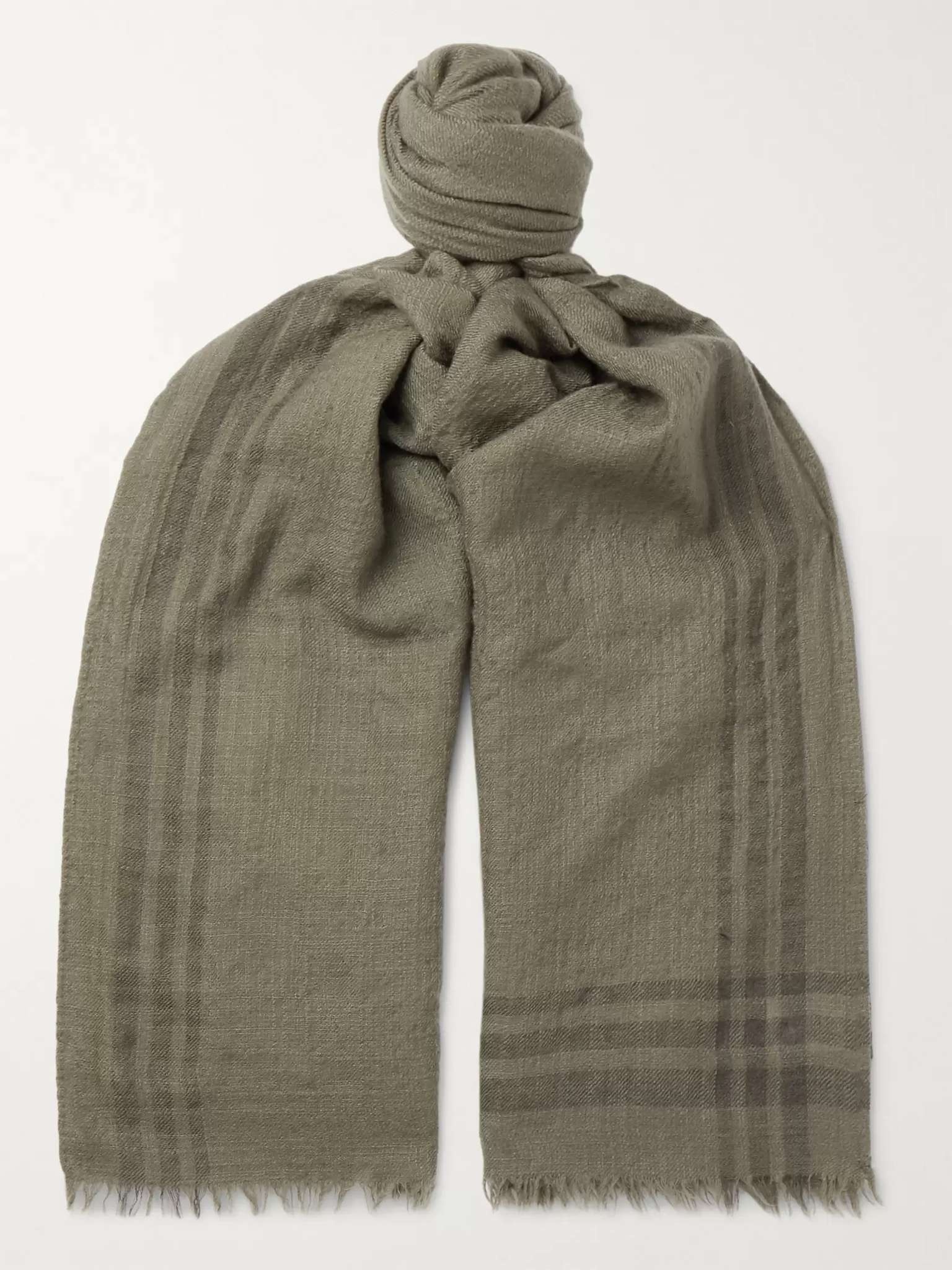 Fringed Striped Cashmere Scarf - 4