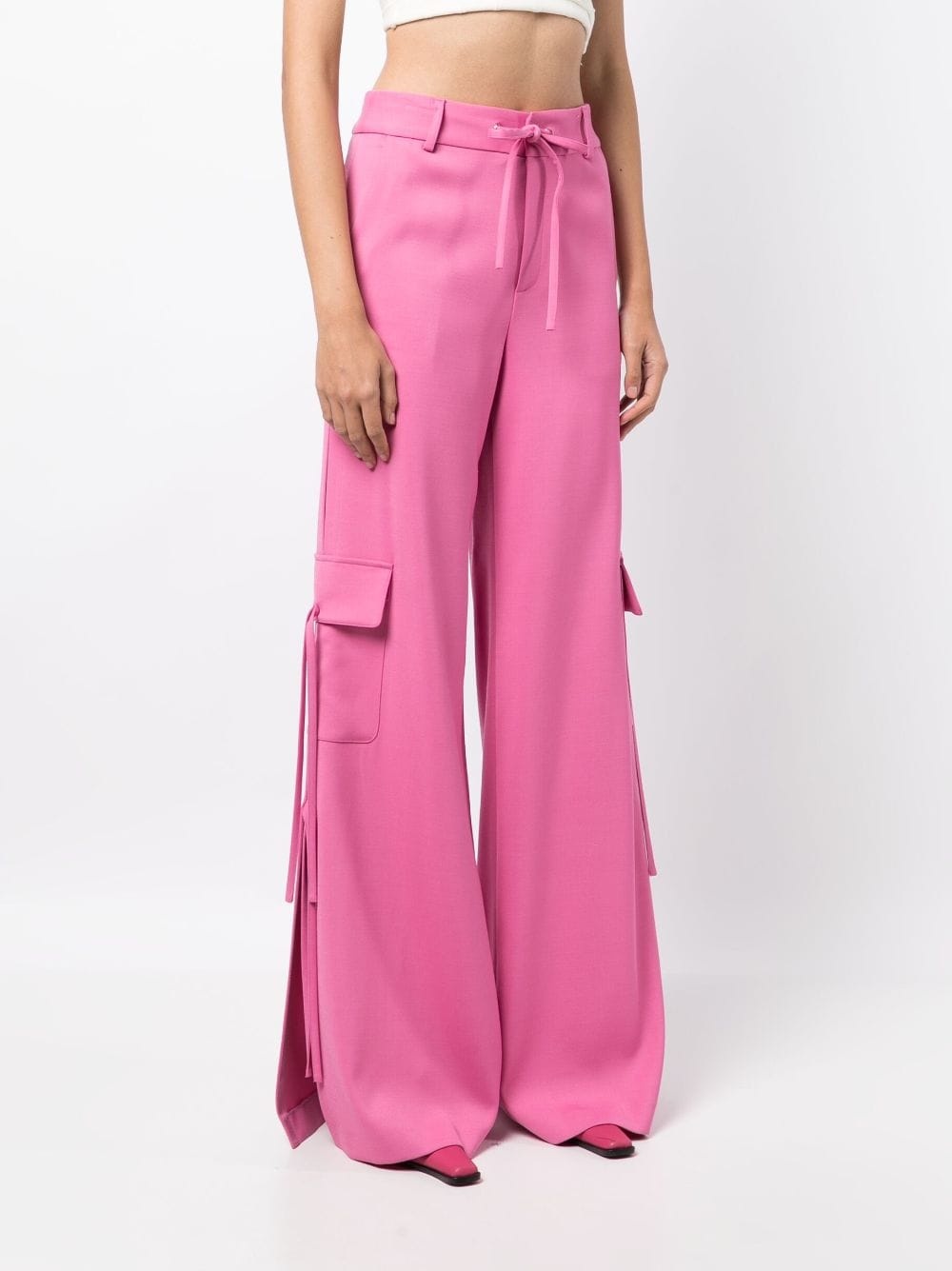 high-waisted side-slit cargo trousers - 3