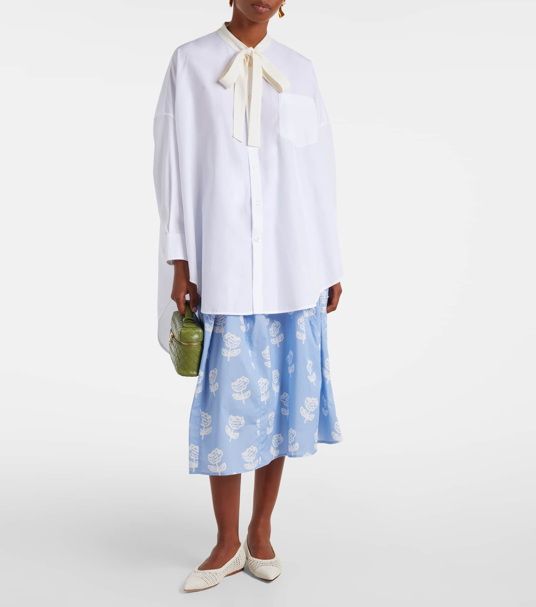 Tie-neck cotton shirt dress - 2