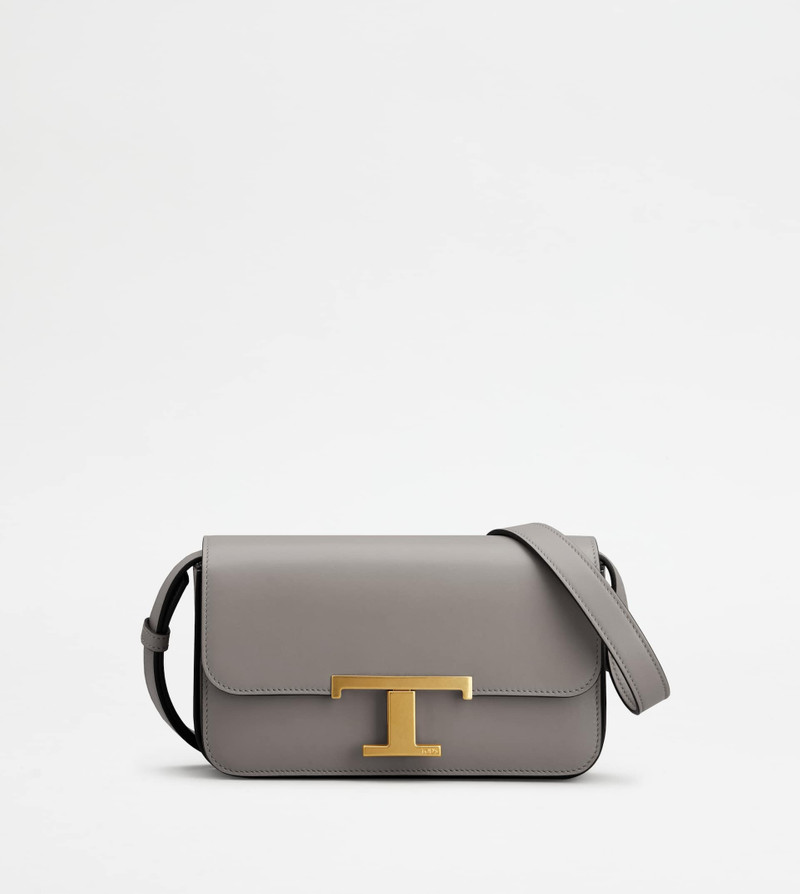 T TIMELESS CROSSBODY BAG IN LEATHER MICRO - GREY 1