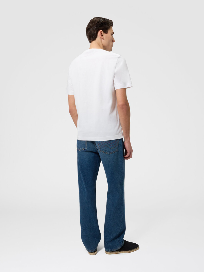 Crew-neck cotton T-shirt with macro zigzag print 3