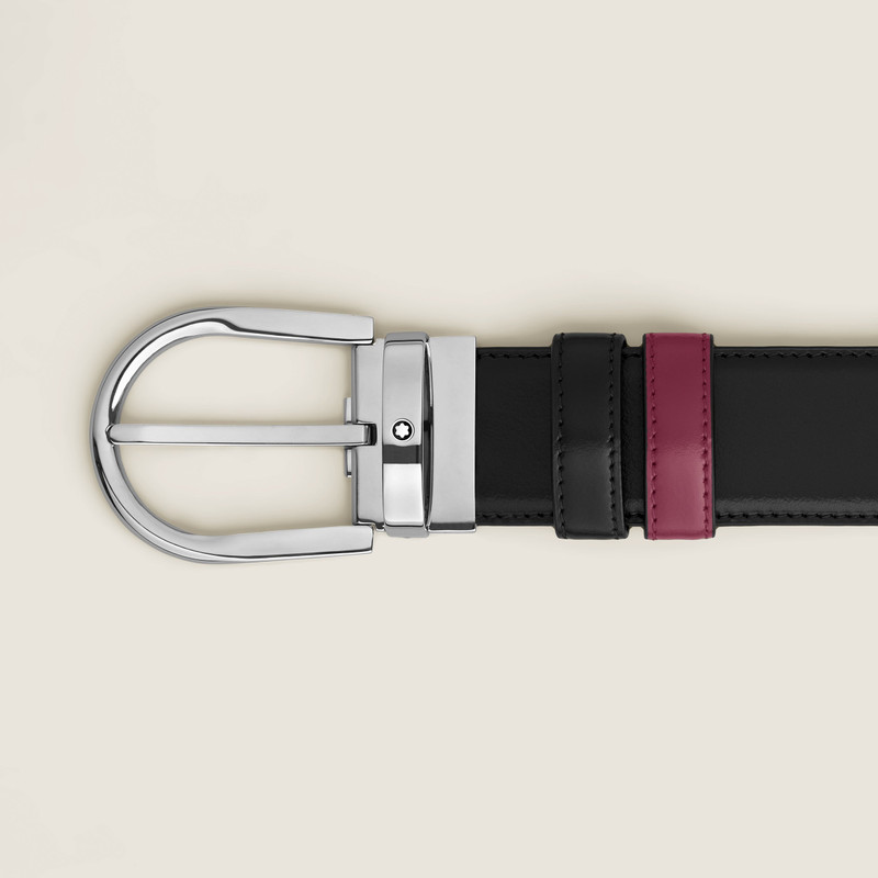 Montblanc Horseshoe buckle black/cassis 35mm reversible leather belt outlook