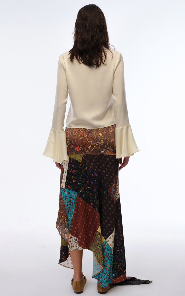 Mora Fluted Satin Shirt off-white - 2