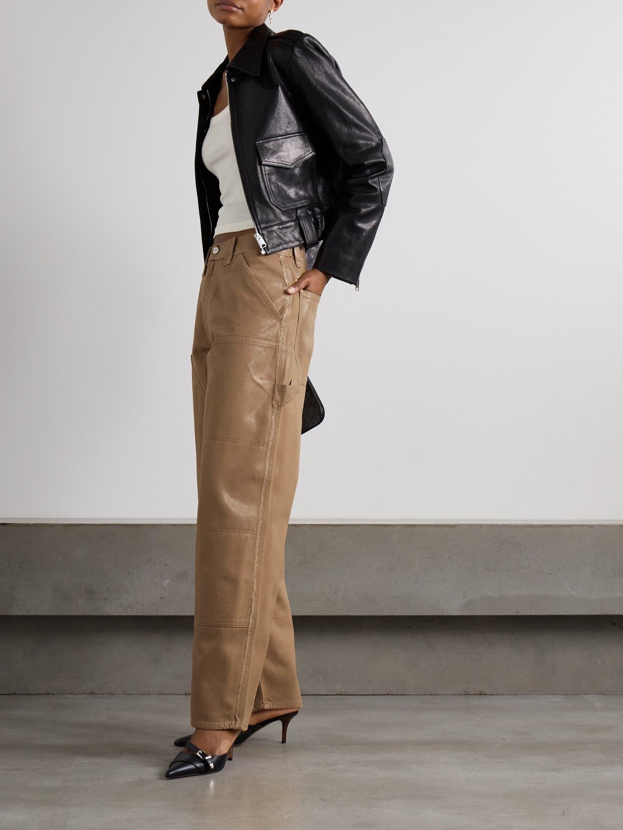 Carpenter Coated Mid-rise Wide-leg Cargo Jeans - 2