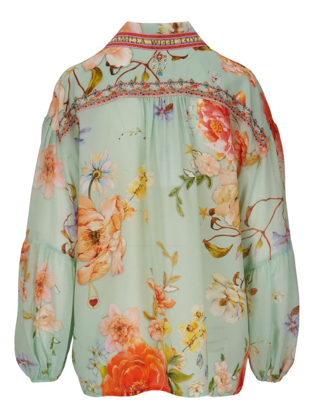floral-print silk blouse - 2