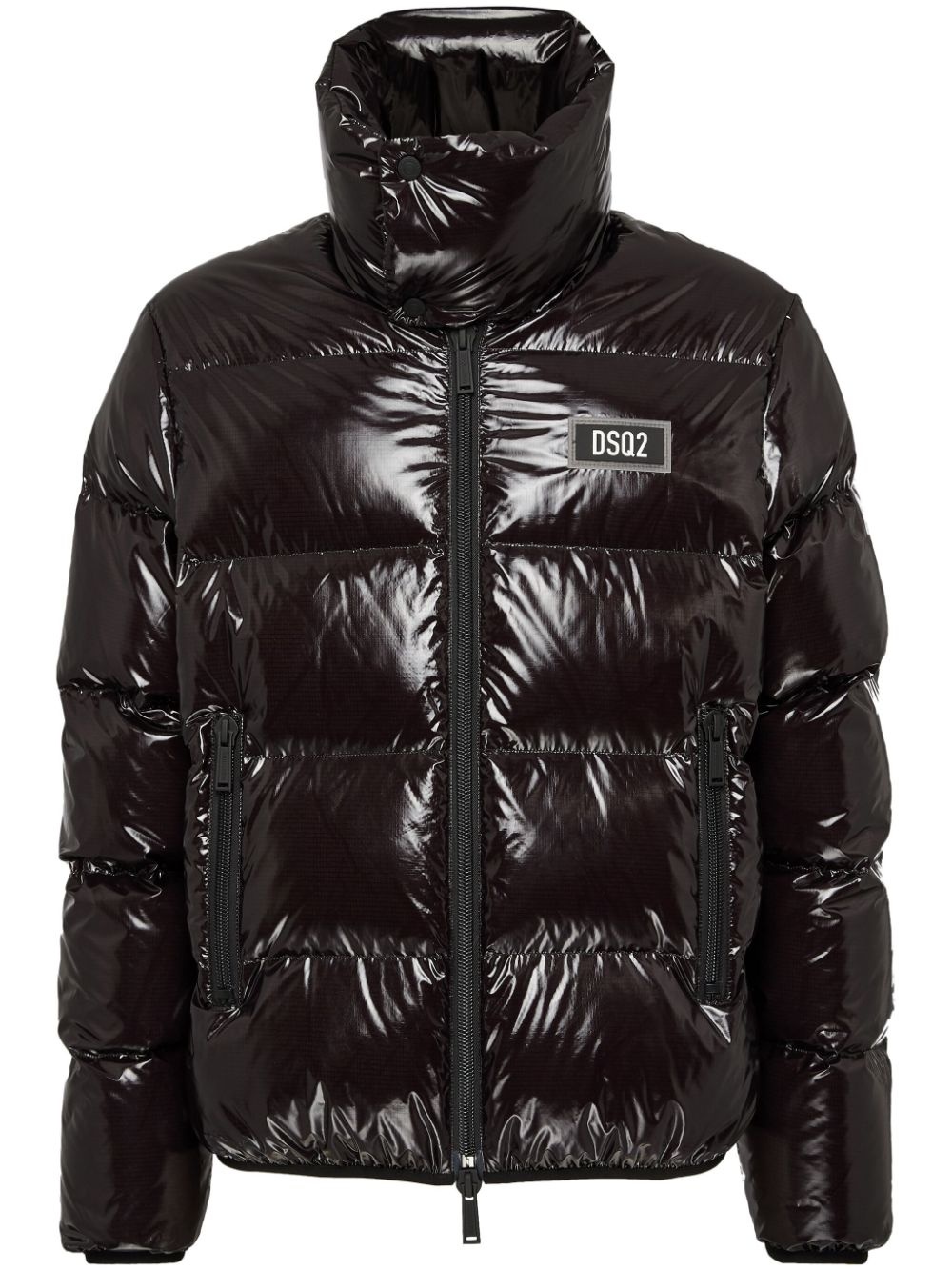 logo-patch padded jacket - 1