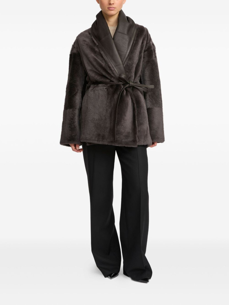 Yves Salomon leather-trimmed shearling jacket outlook