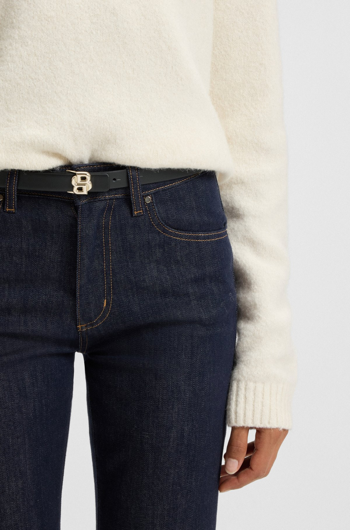 REVERSIBLE LEATHER BELT WITH MONOGRAM BUCKLE - 2