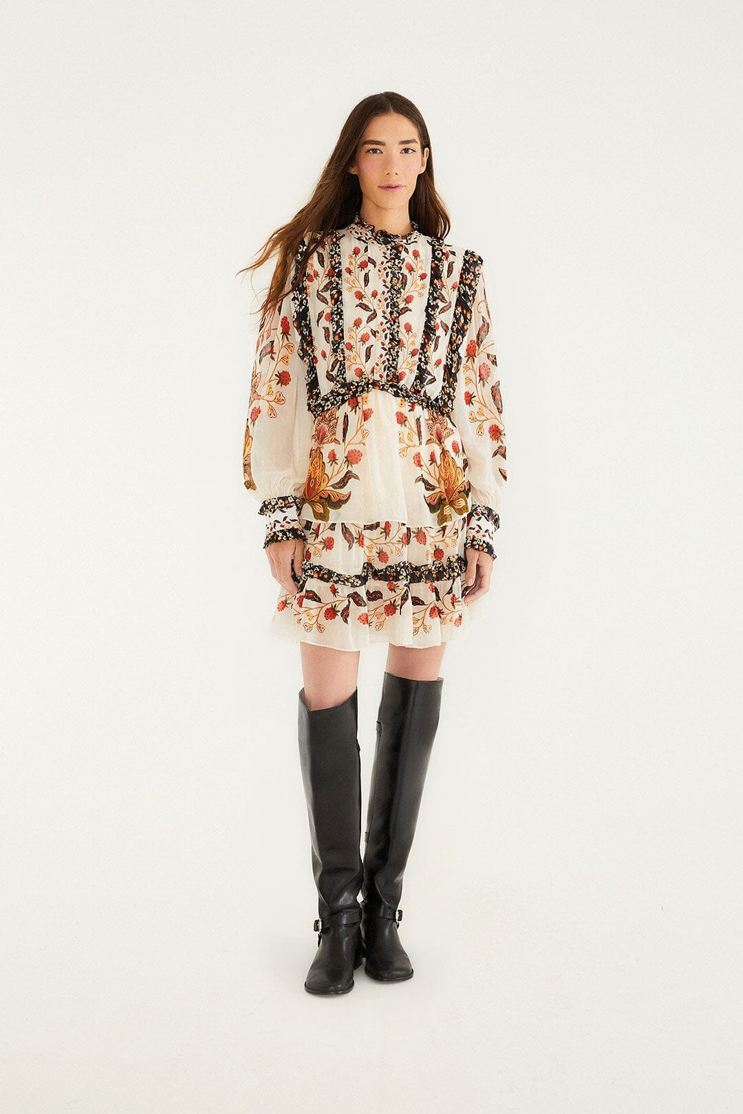 Black Distressed Leather Buckled Over-The-Knee Boot - 6