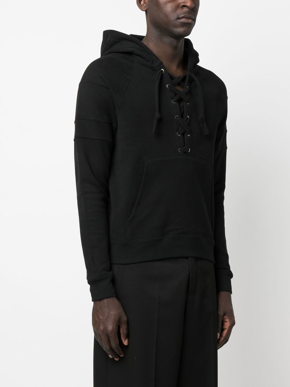 front lace-up fastening hoodie - 3