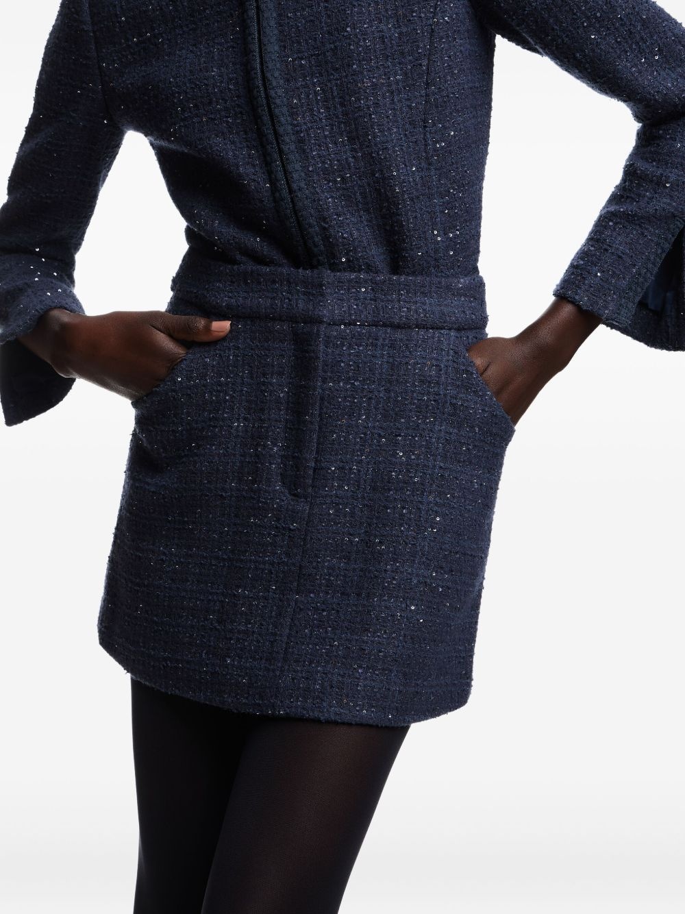 sequin-embellished tweed skirt - 5