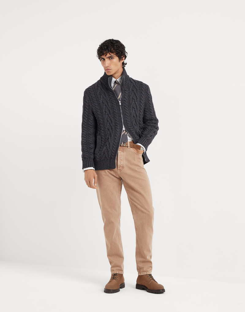 Garment-dyed iconic fit five-pocket trousers in slubbed denim 4