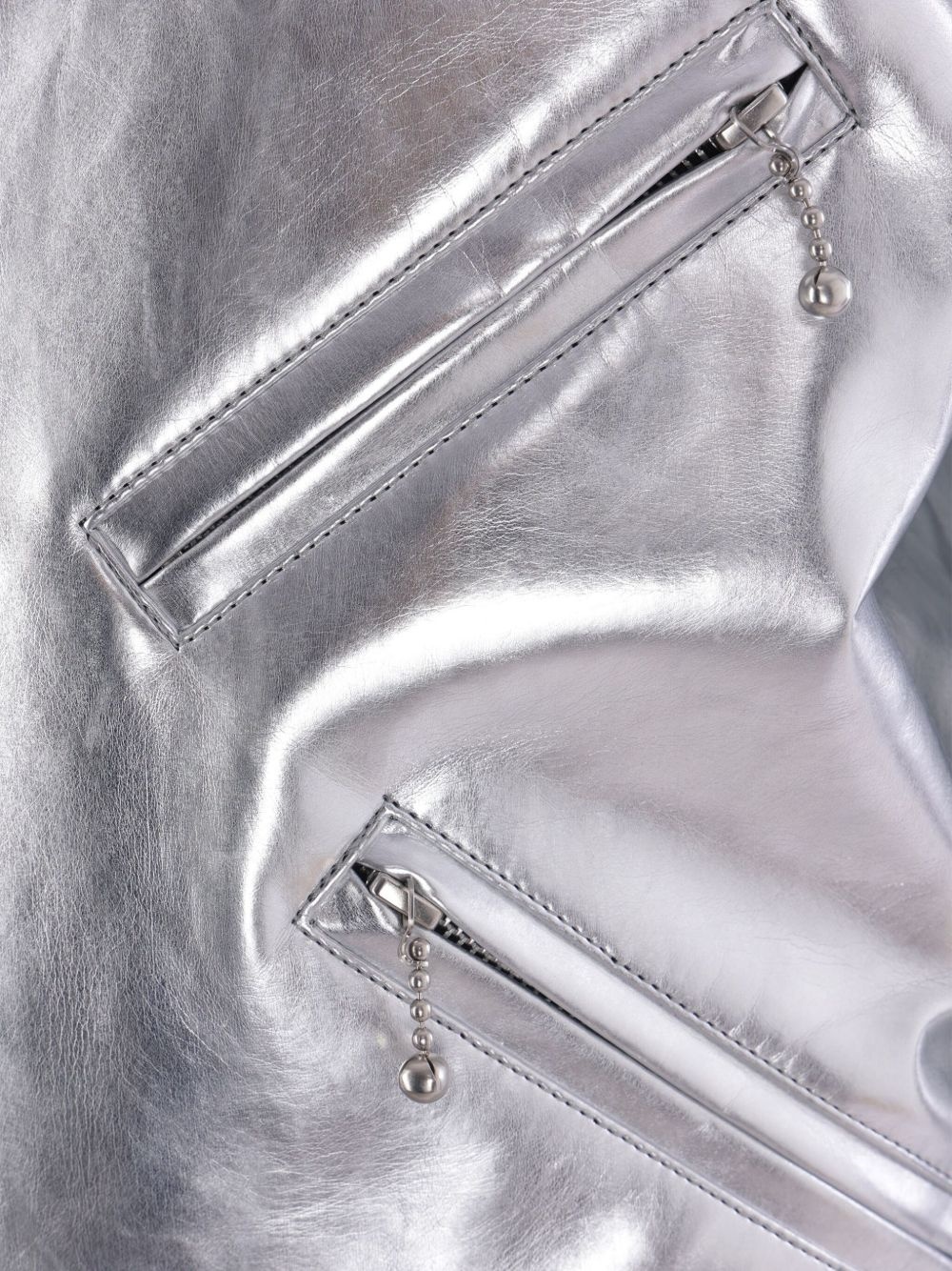 metallic biker jacket - 4