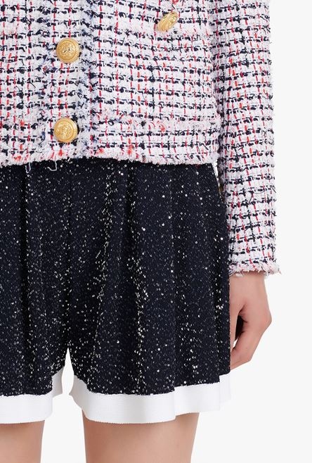 HIGH SUMMER CAPSULE - White, “gitane” blue and red tweed spencer jacket - 8