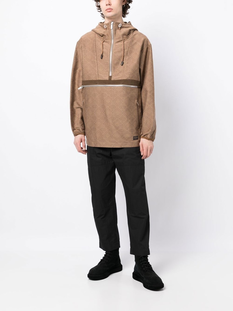 White Mountaineering geometric pattern half-zipped jacket outlook