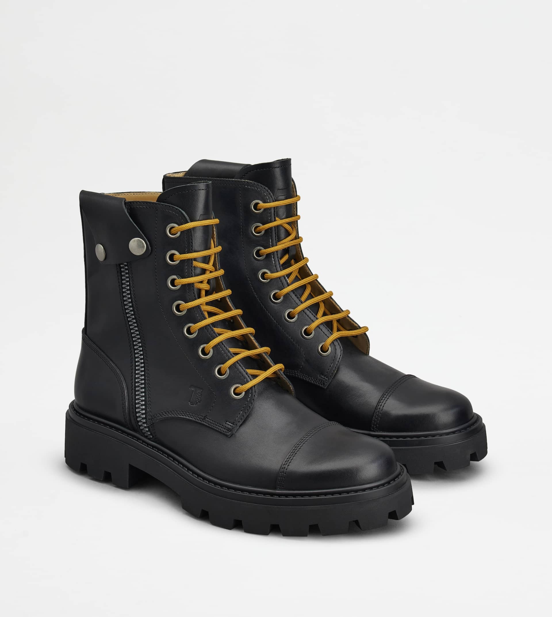 TOD'S COMBAT BOOTS IN LEATHER - BLACK - 4